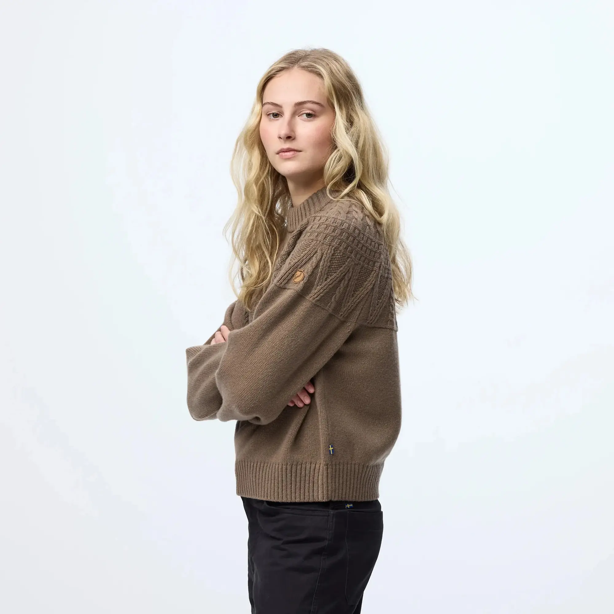 Product image 2 of 6 of Fjällräven Women's Övik Solid Jacquard Knit - Light Beige