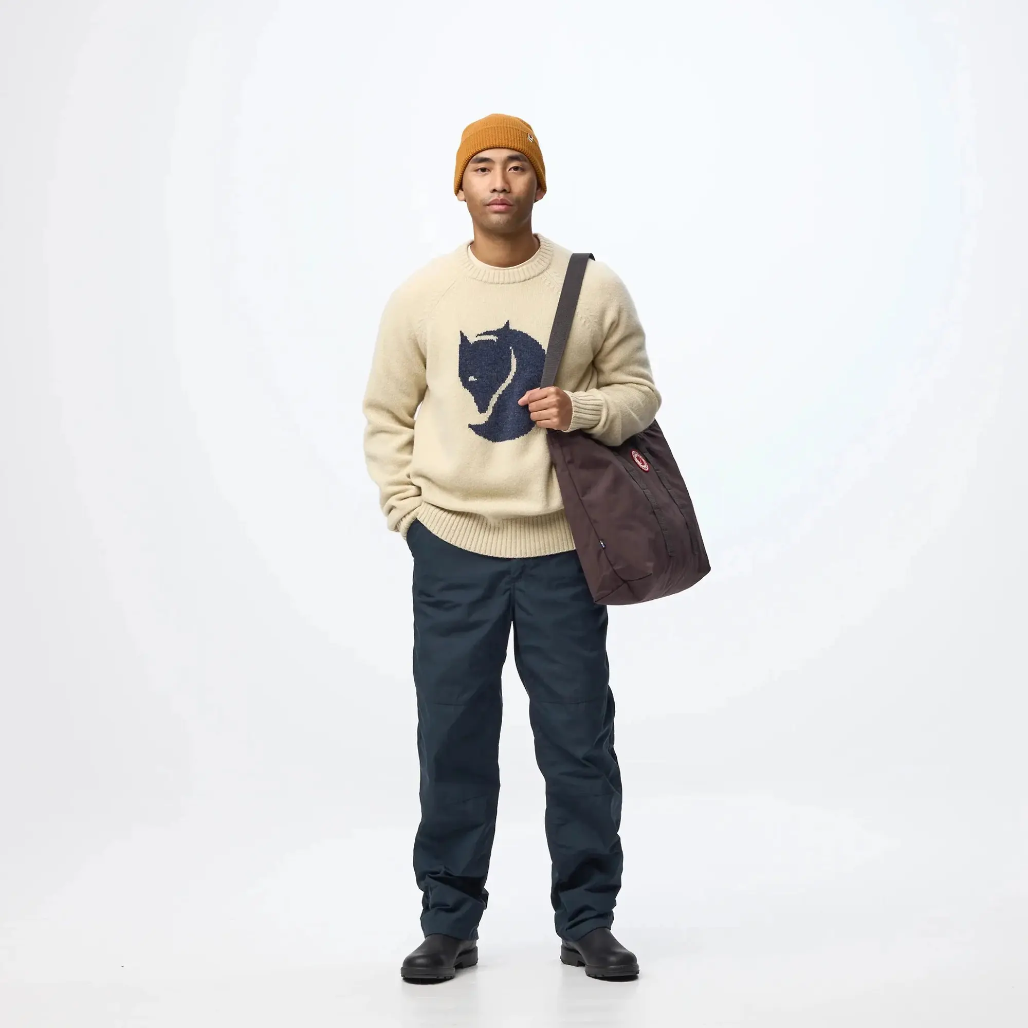 Product image 10 of 10 of Fjällräven Men's Fjällräven Logo Knit Sweater - Dark Navy