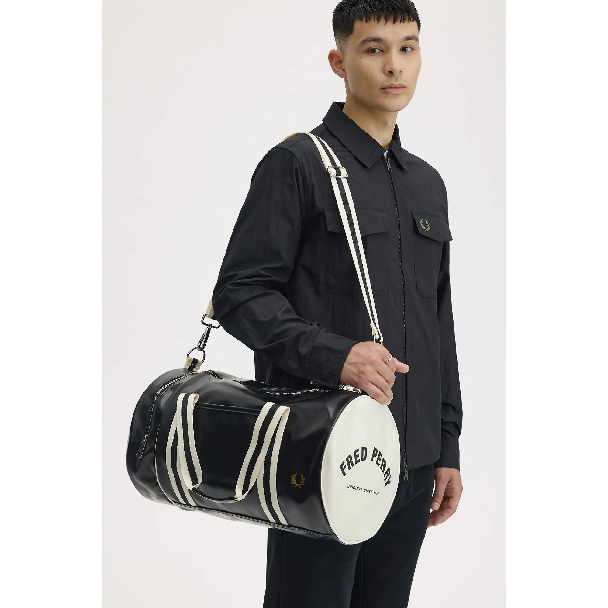 Product image 2 of 8 of Fred Perry Classic Barrel Bag - Black / Ecru