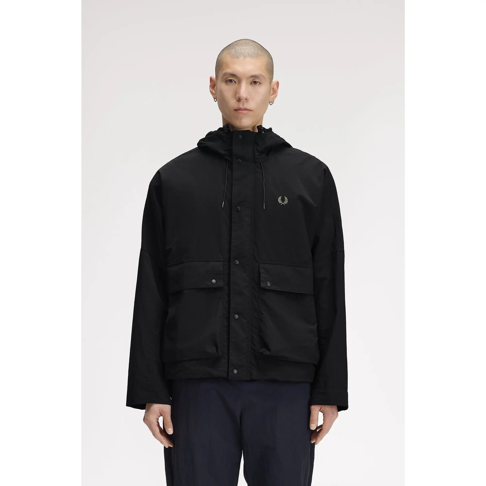 Product image 2 of 11 of Fred Perry Men's Cropped Ripstop Parka - Black