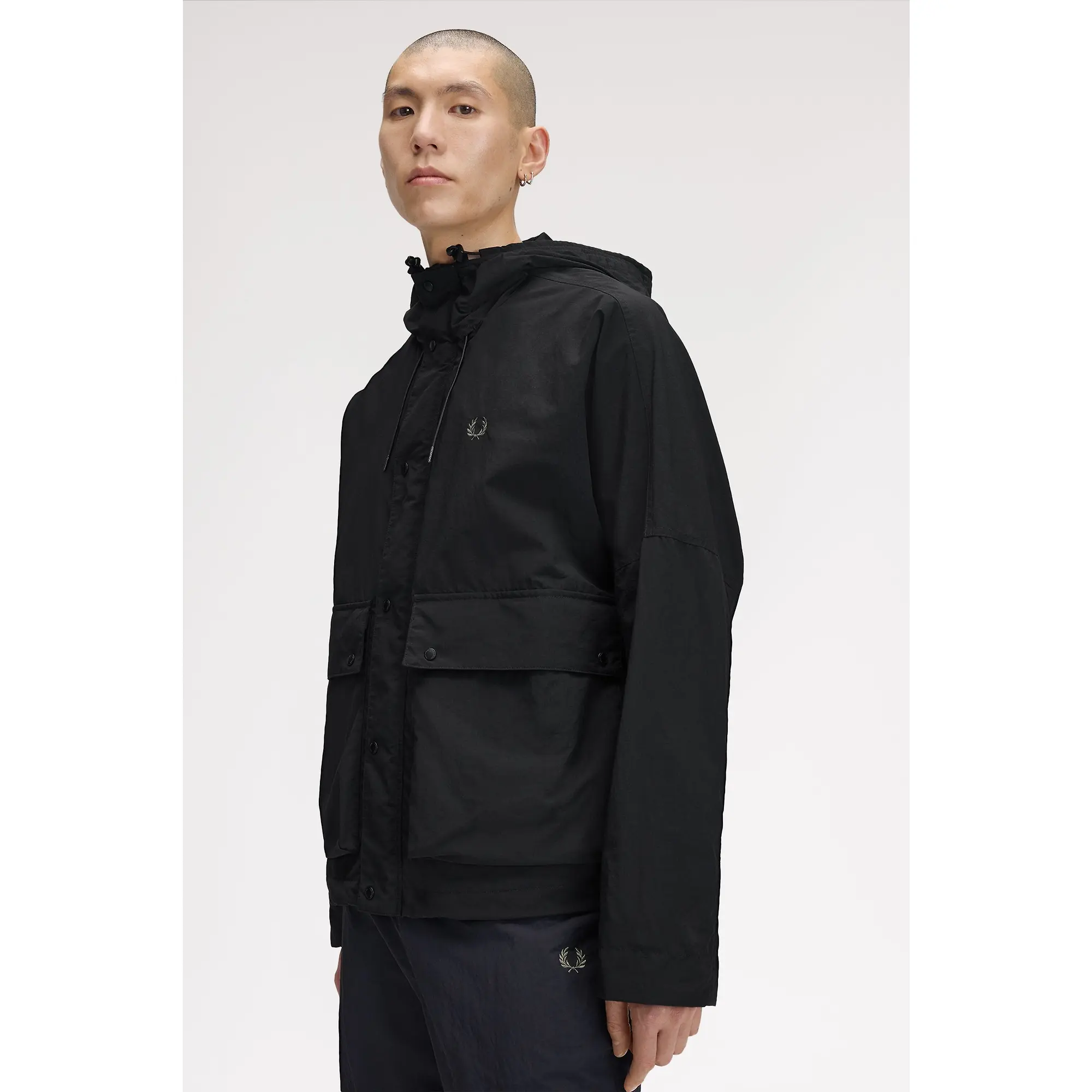 Product image 6 of 11 of Fred Perry Men's Cropped Ripstop Parka - Black