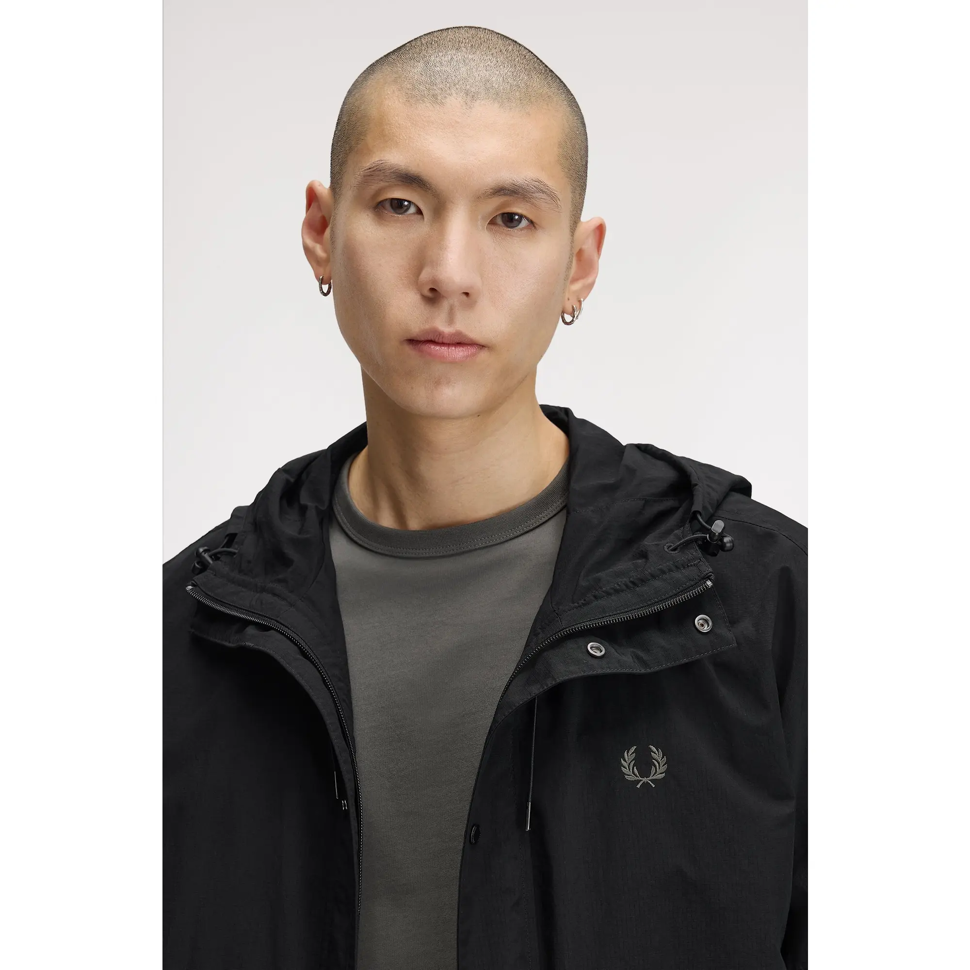 Product image 8 of 11 of Fred Perry Men's Cropped Ripstop Parka - Black