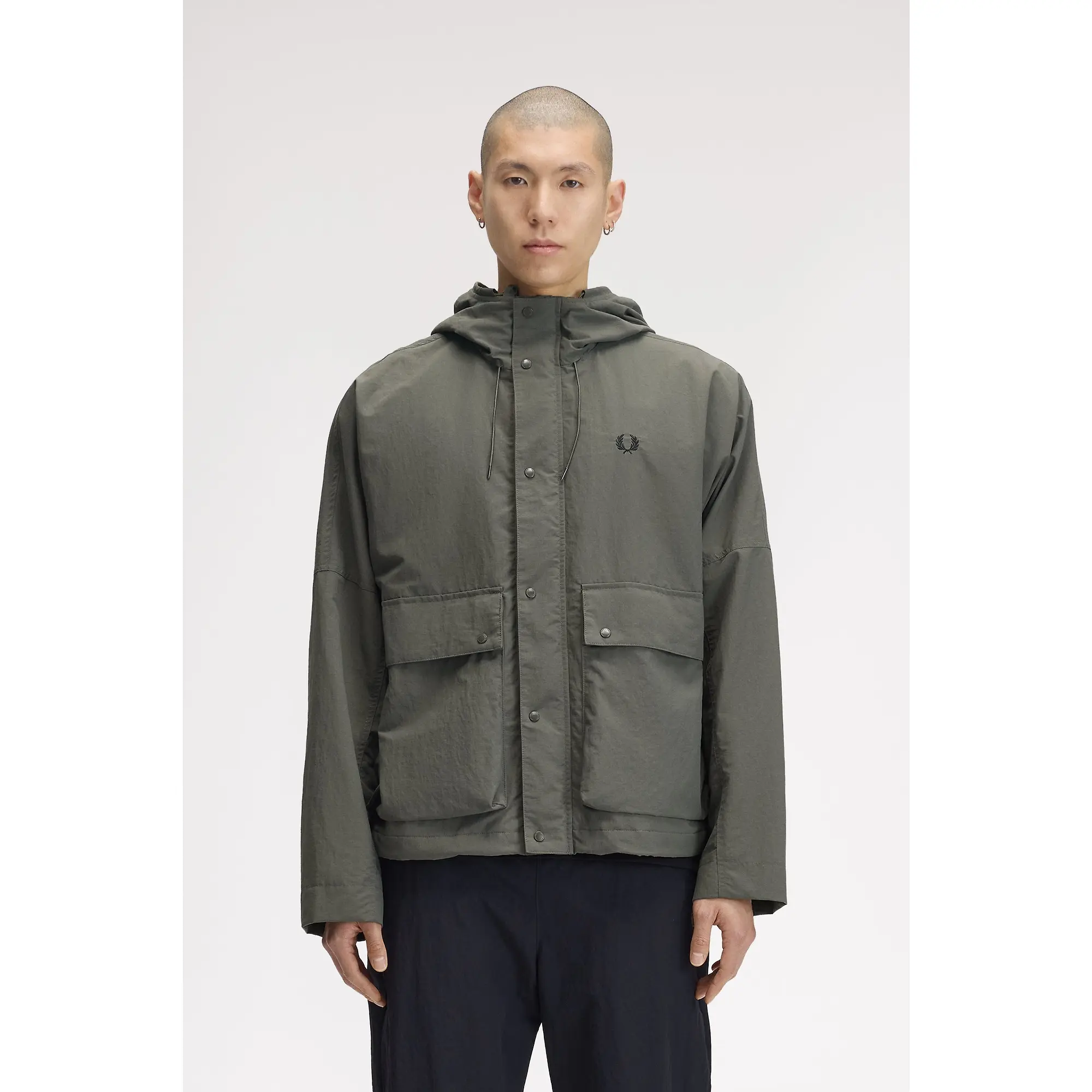 Product image 2 of 12 of Fred Perry Men's Cropped Ripstop Parka - Field Green