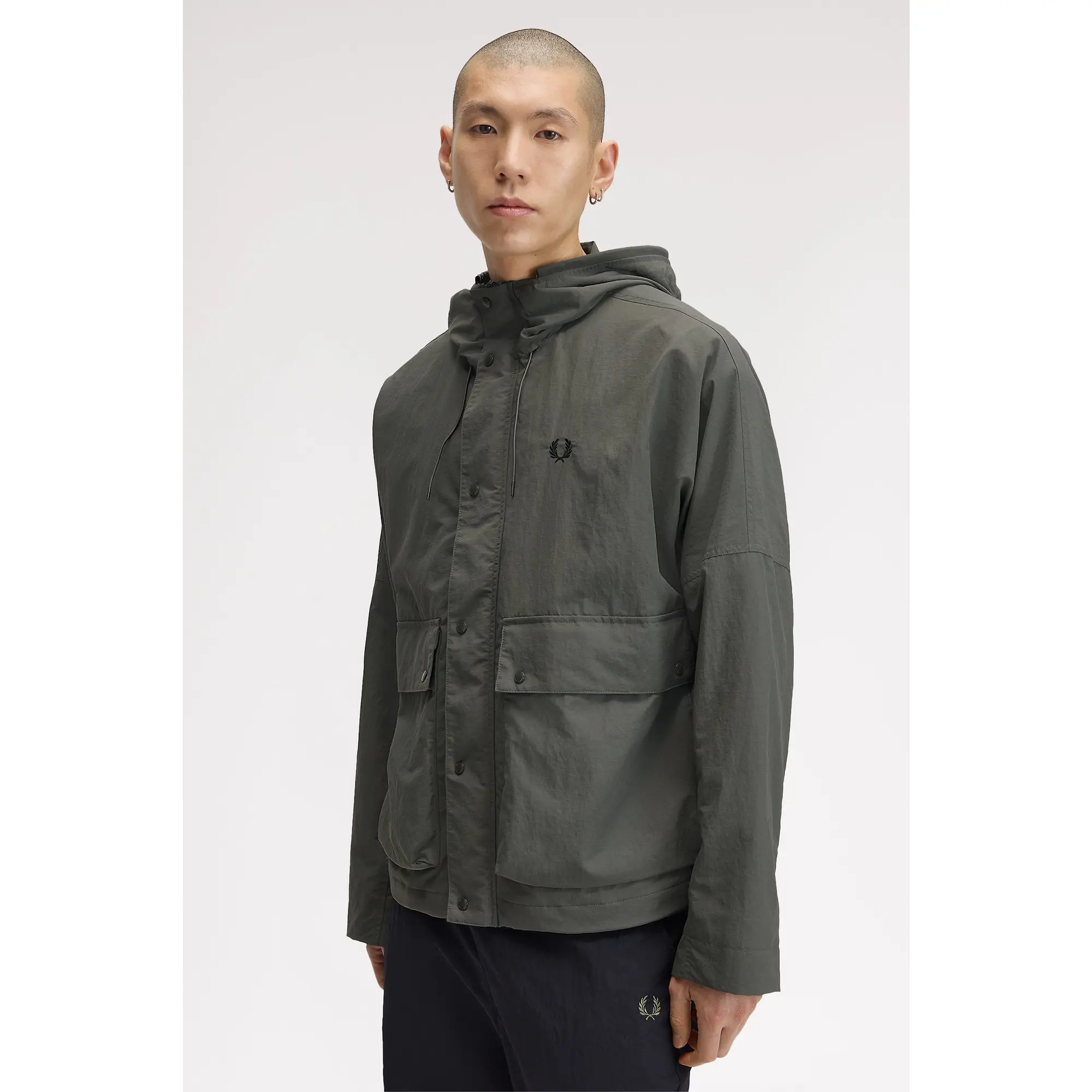 Product image 6 of 12 of Fred Perry Men's Cropped Ripstop Parka - Field Green