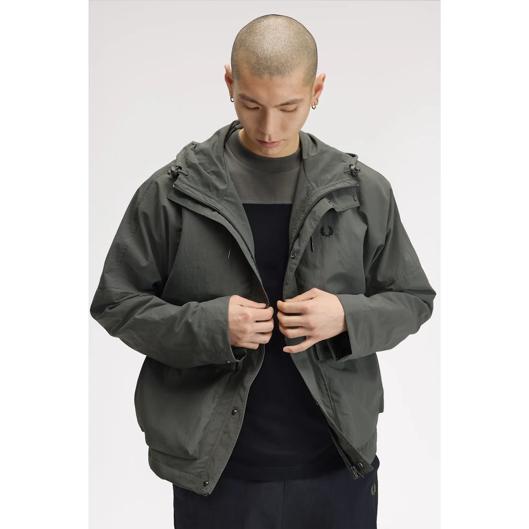 Product image 7 of 12 of Fred Perry Men's Cropped Ripstop Parka - Field Green