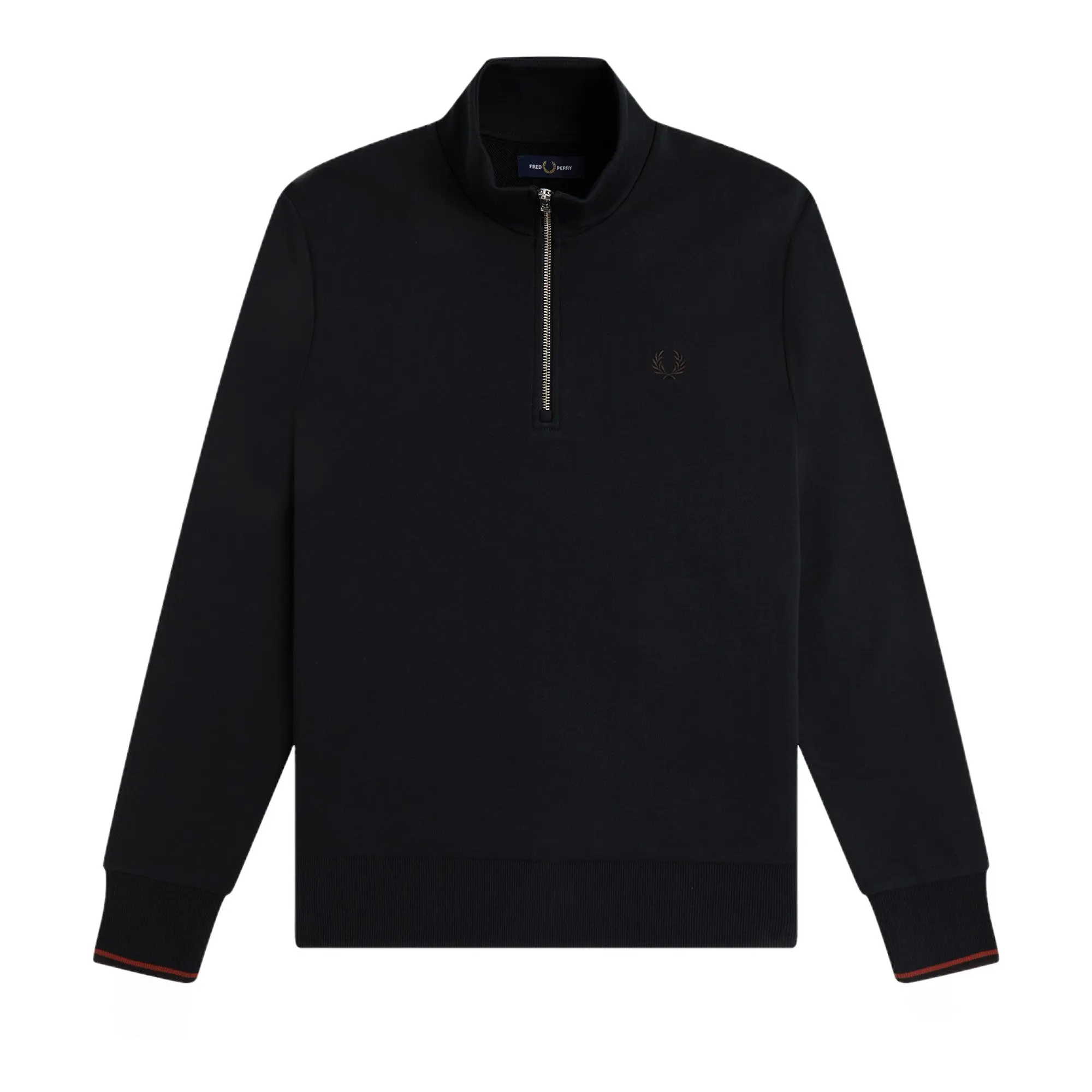 Product image 1 of 9 of Fred Perry Men's Half Zip Sweatshirt - Navy / Brandy / Rich Brown