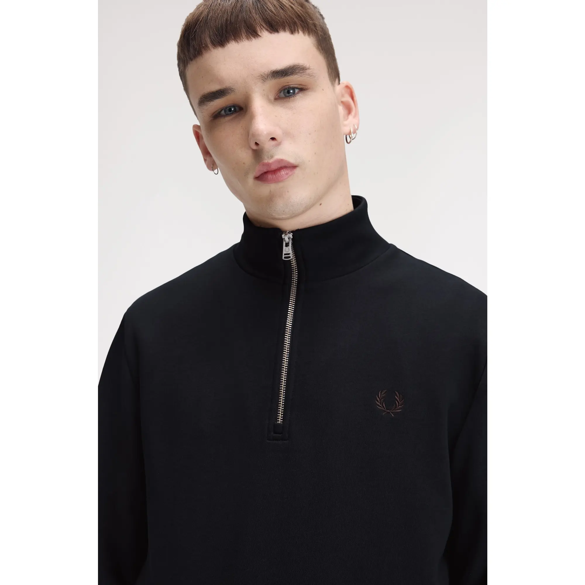 Product image 5 of 9 of Fred Perry Men's Half Zip Sweatshirt - Navy / Brandy / Rich Brown