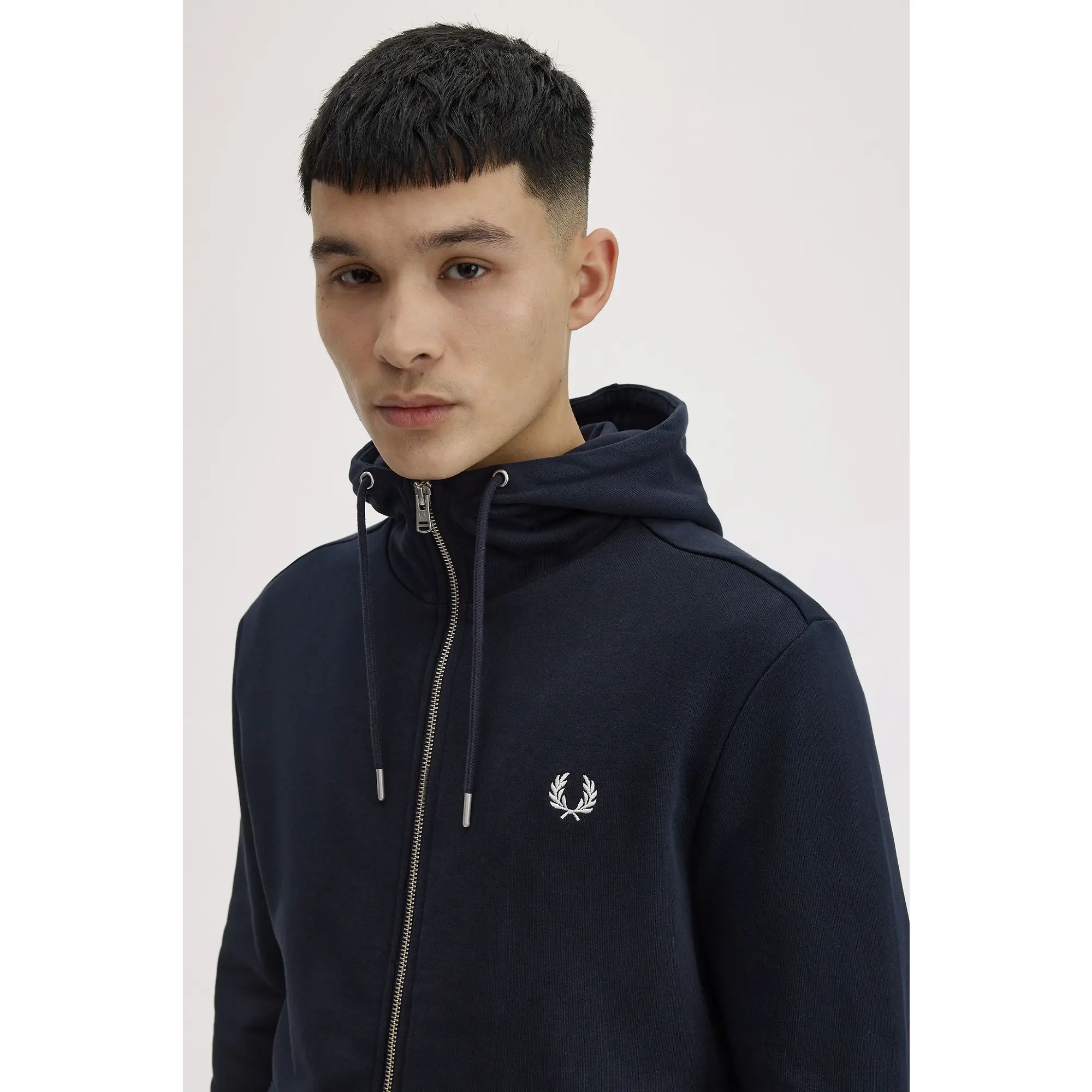 Product image 6 of 12 of Fred Perry Men's Hooded Zip Through Sweatshirt - Navy
