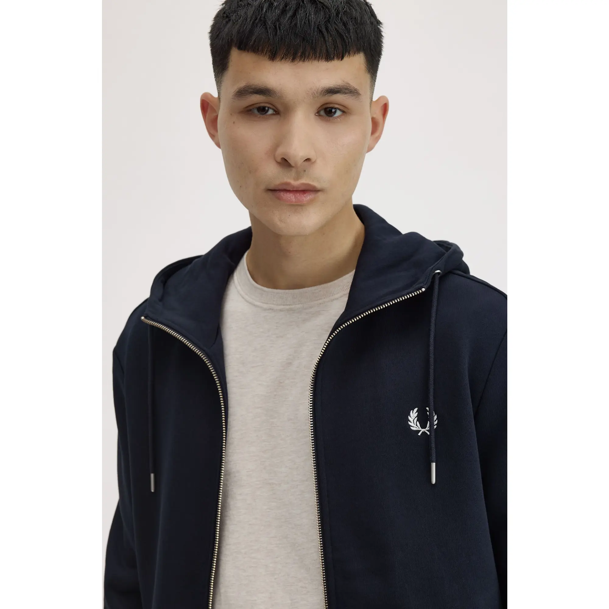 Product image 11 of 12 of Fred Perry Men's Hooded Zip Through Sweatshirt - Navy