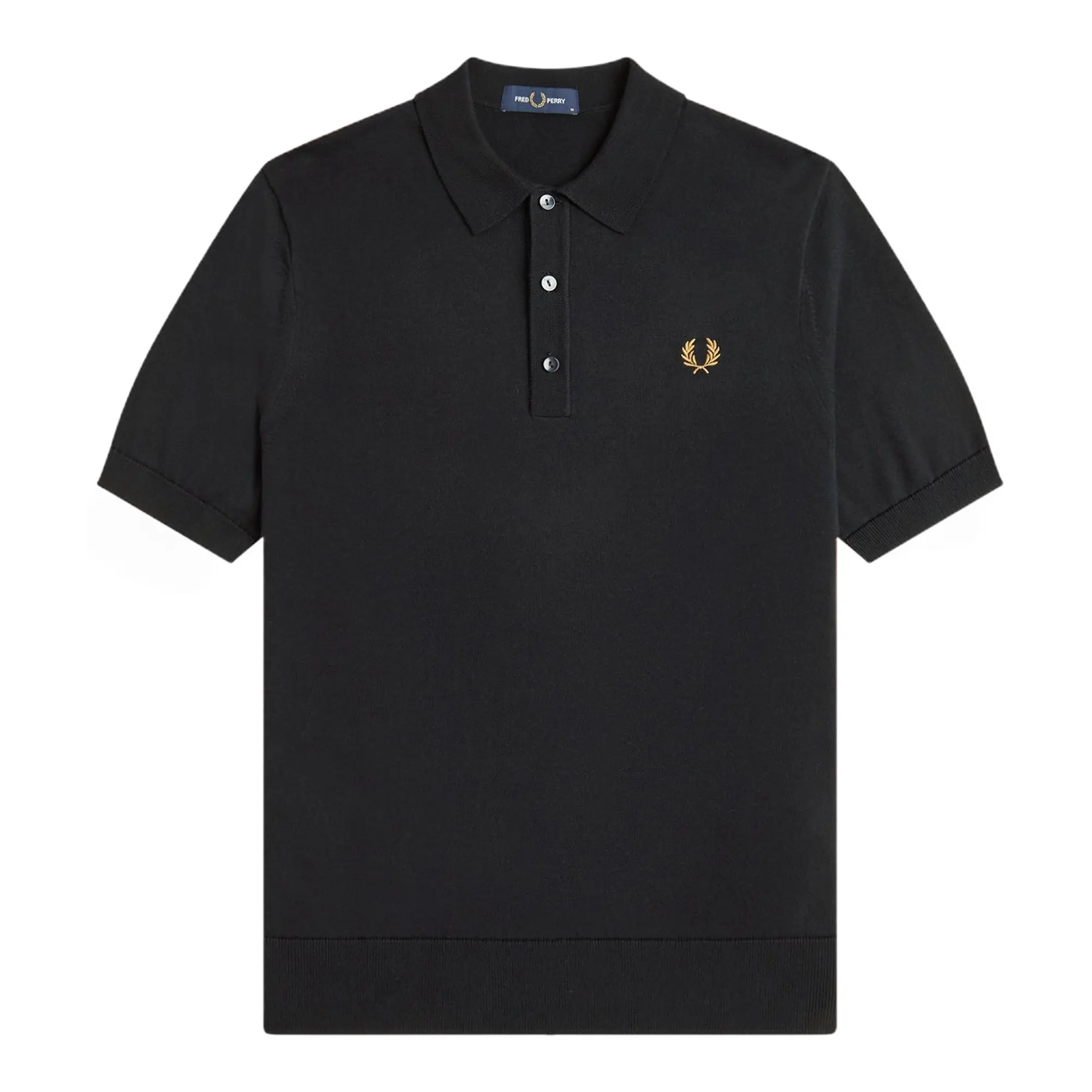 Product image 1 of 7 of Fred Perry Men's Long Staple Cotton Knitted Shirt - Black