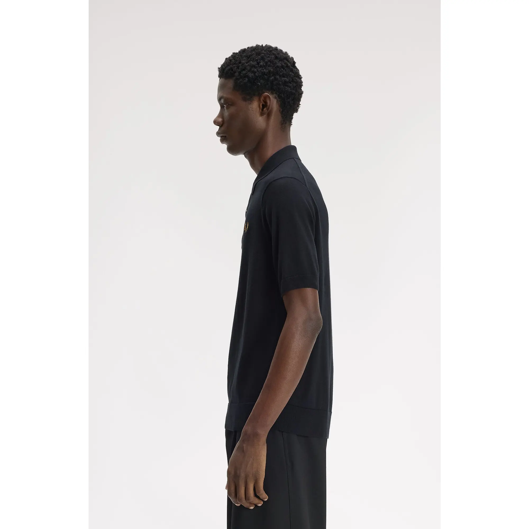 Product image 3 of 7 of Fred Perry Men's Long Staple Cotton Knitted Shirt - Black