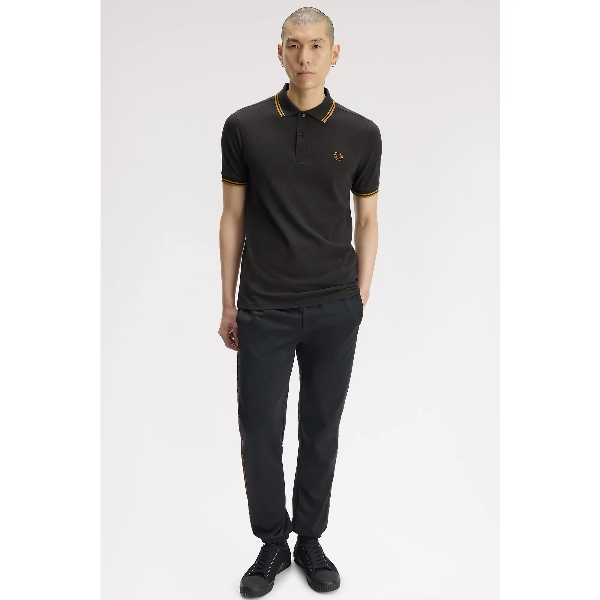 Product image 4 of 9 of Fred Perry Men's M3600 Twin Tipped Shirt - Anchor Grey / Golden