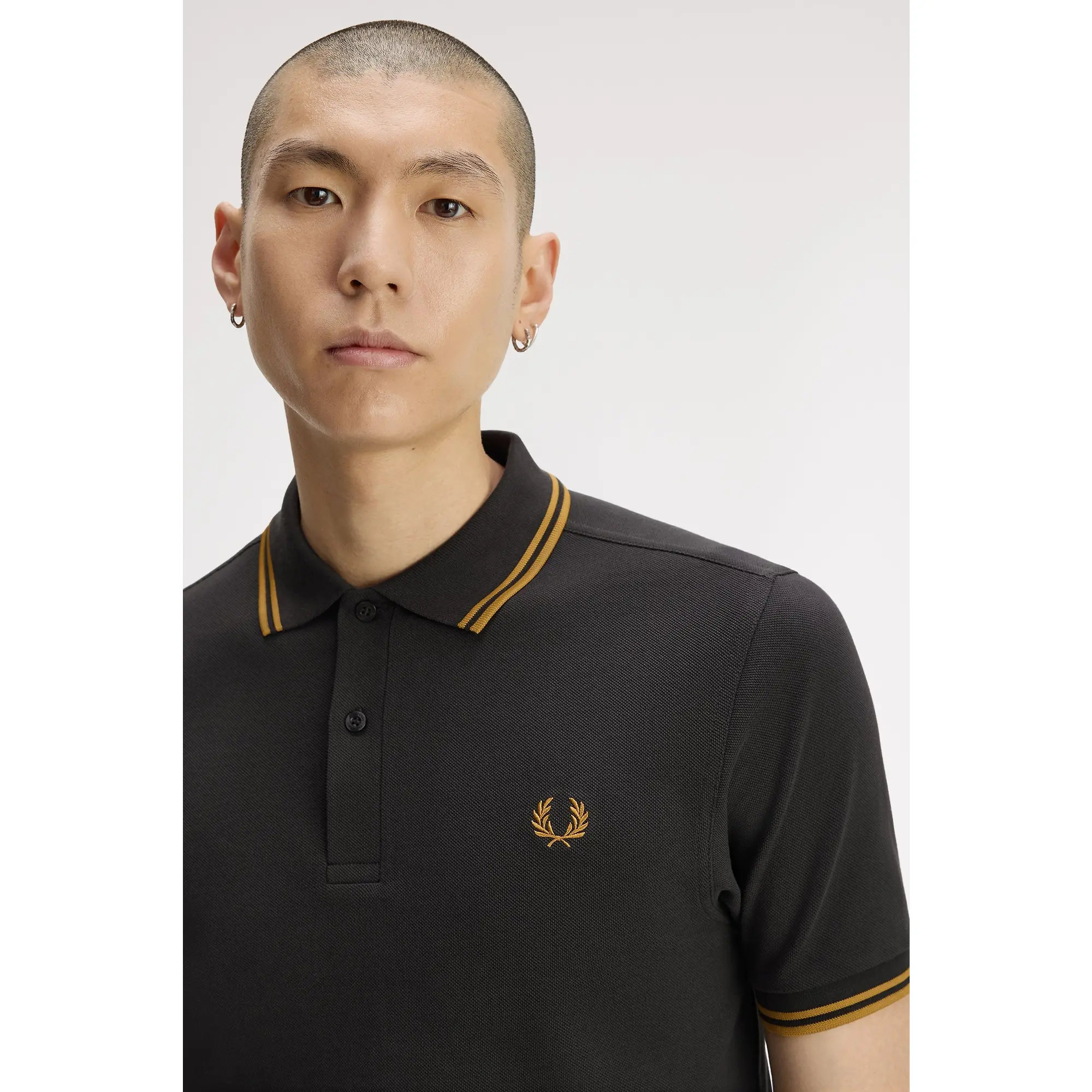 Product image 6 of 9 of Fred Perry Men's M3600 Twin Tipped Shirt - Anchor Grey / Golden