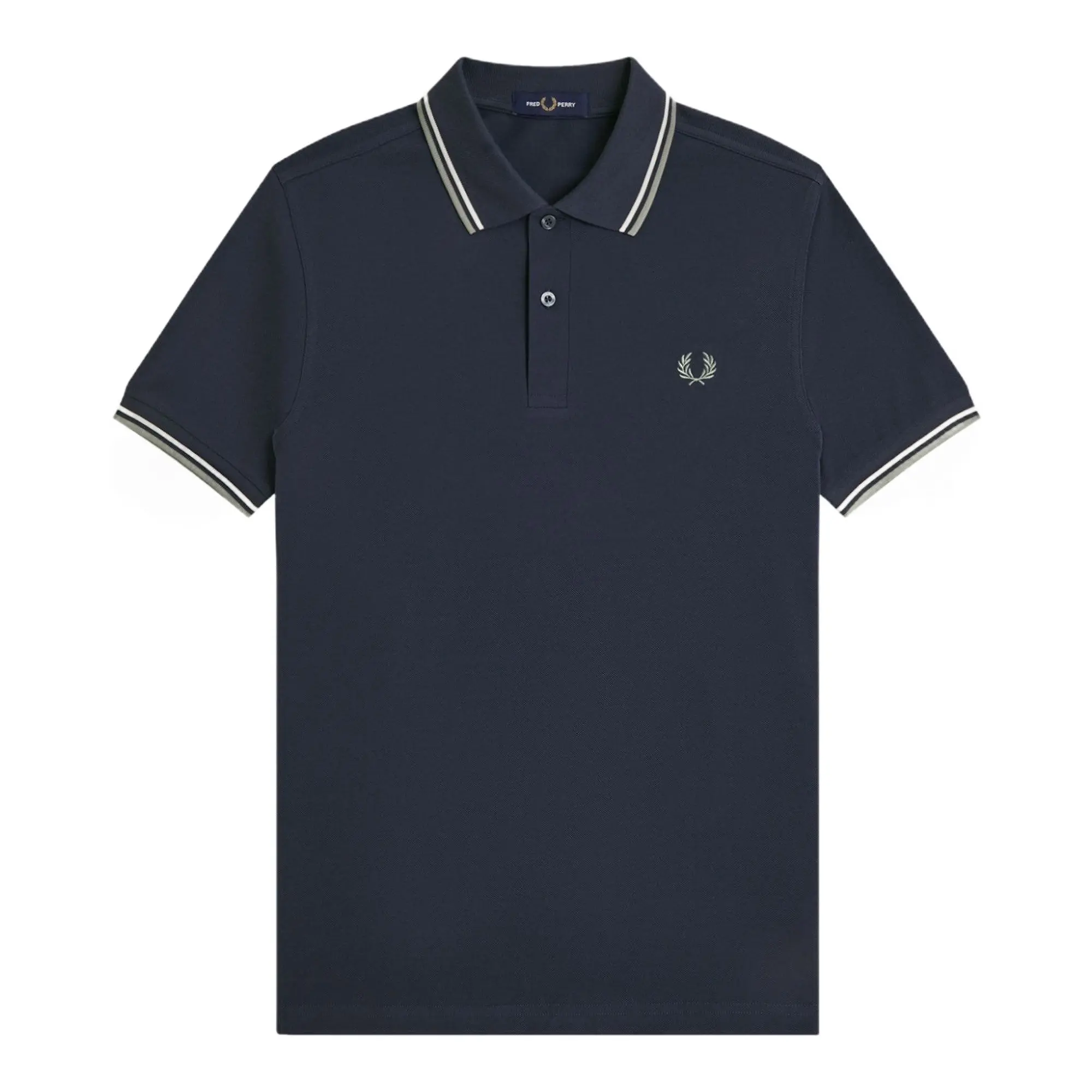 Product image 1 of 8 of Fred Perry Men's M3600 Twin Tipped Shirt - Dark Airforce / Ecru / Seagrass