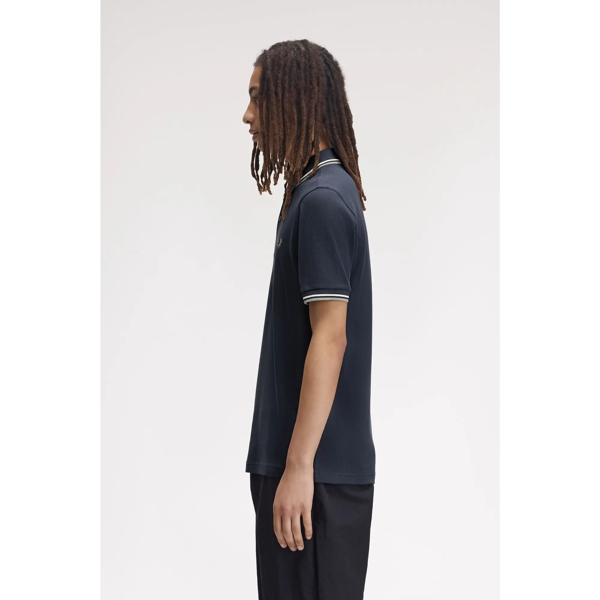 Product image 3 of 8 of Fred Perry Men's M3600 Twin Tipped Shirt - Dark Airforce / Ecru / Seagrass