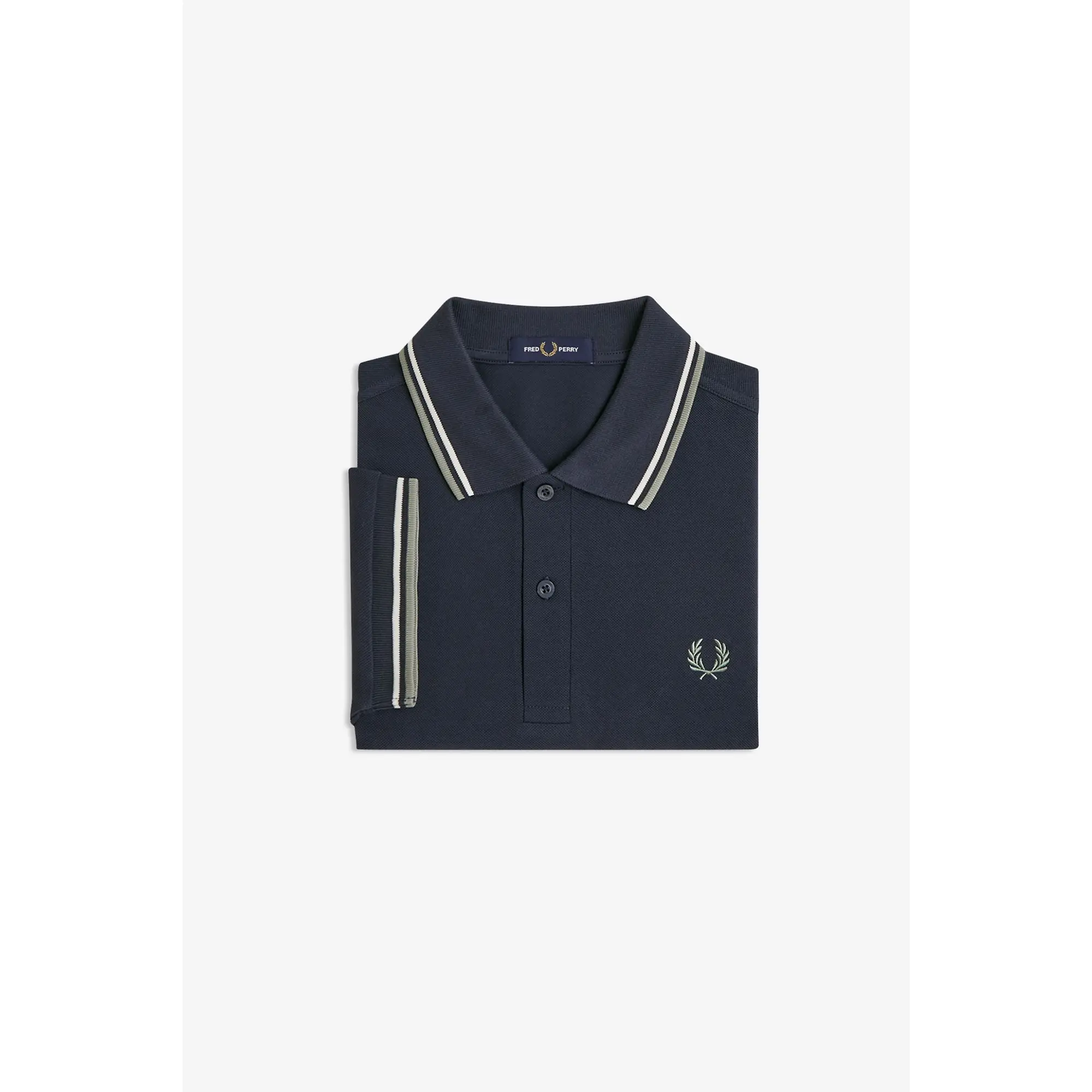 Product image 7 of 8 of Fred Perry Men's M3600 Twin Tipped Shirt - Dark Airforce / Ecru / Seagrass