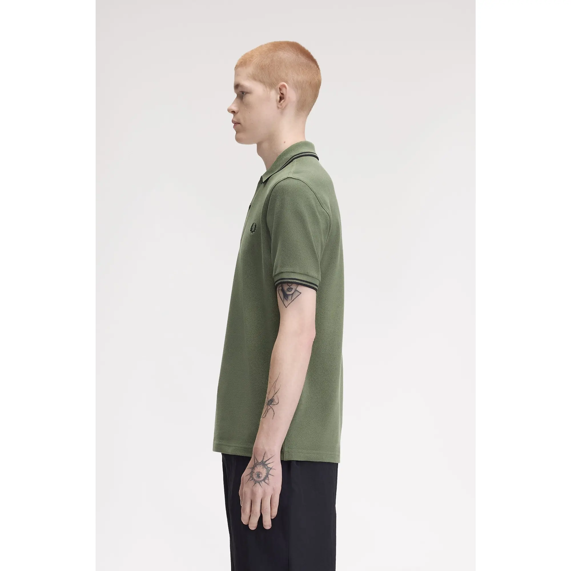 Product image 3 of 8 of Fred Perry Men's M3600 Twin Tipped Shirt - Laurel Wreath Green / Black