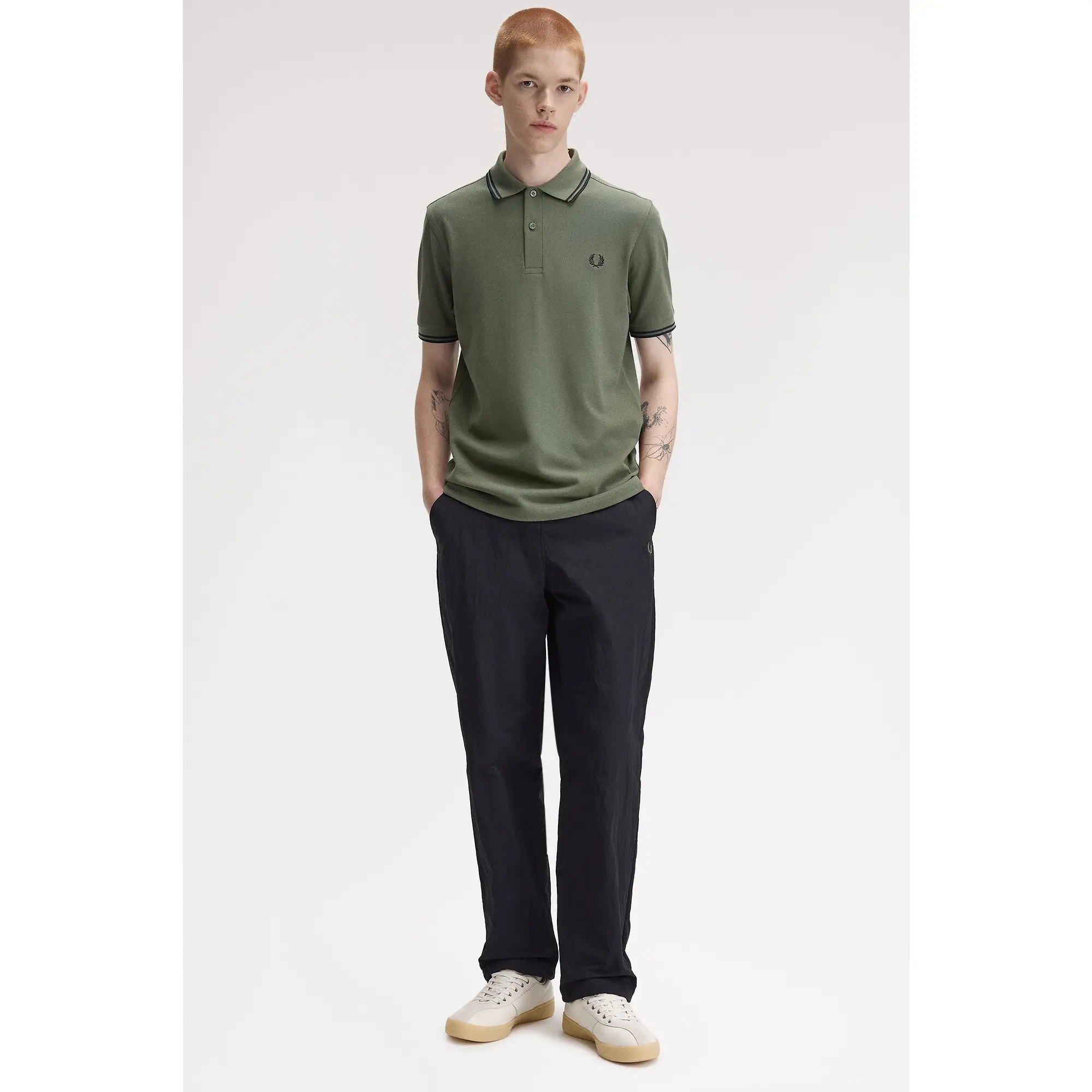 Product image 5 of 8 of Fred Perry Men's M3600 Twin Tipped Shirt - Laurel Wreath Green / Black