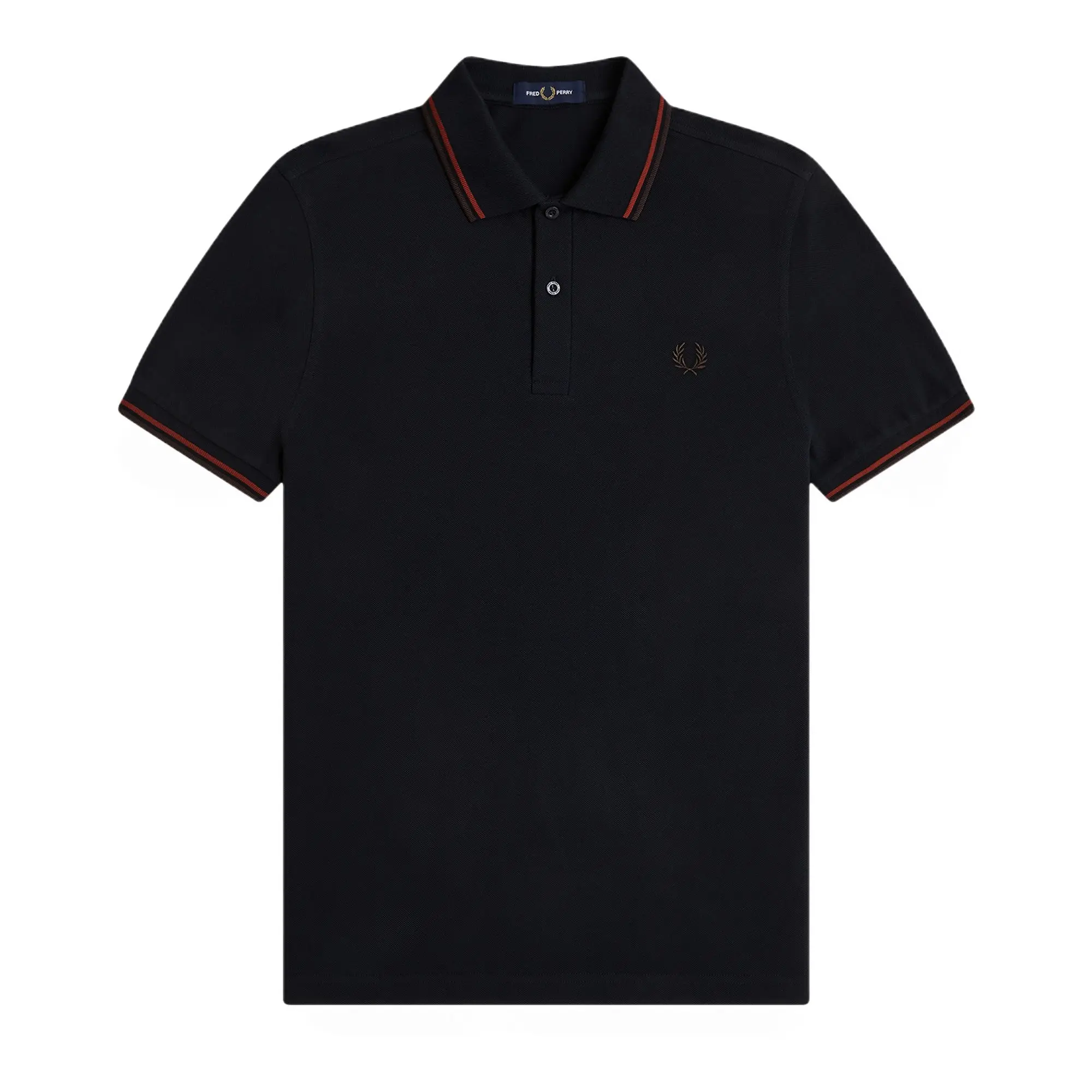 Product image 1 of 8 of Fred Perry Men's M3600 Twin Tipped Shirt - Navy / Brandy / Rich Brown