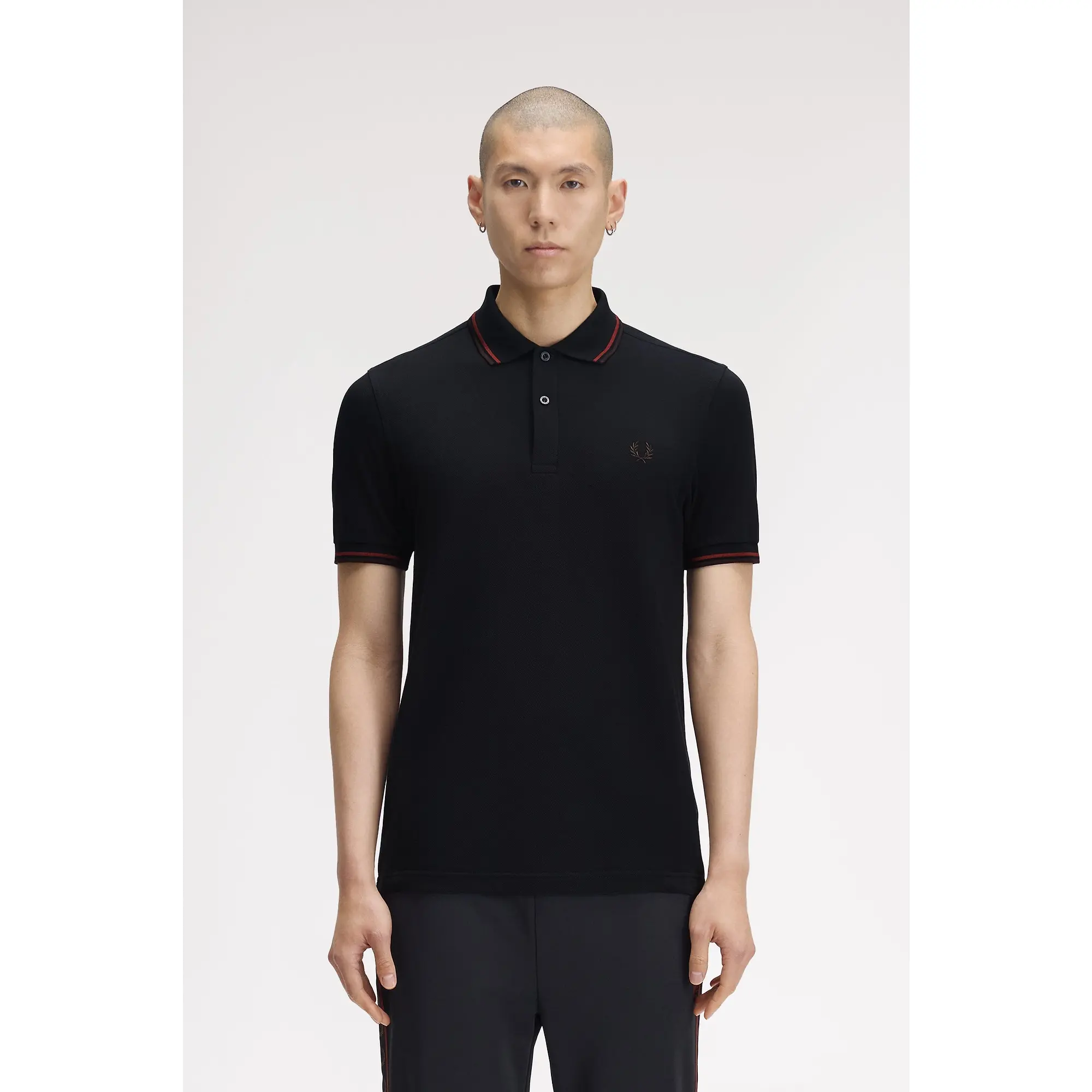 Product image 2 of 8 of Fred Perry Men's M3600 Twin Tipped Shirt - Navy / Brandy / Rich Brown