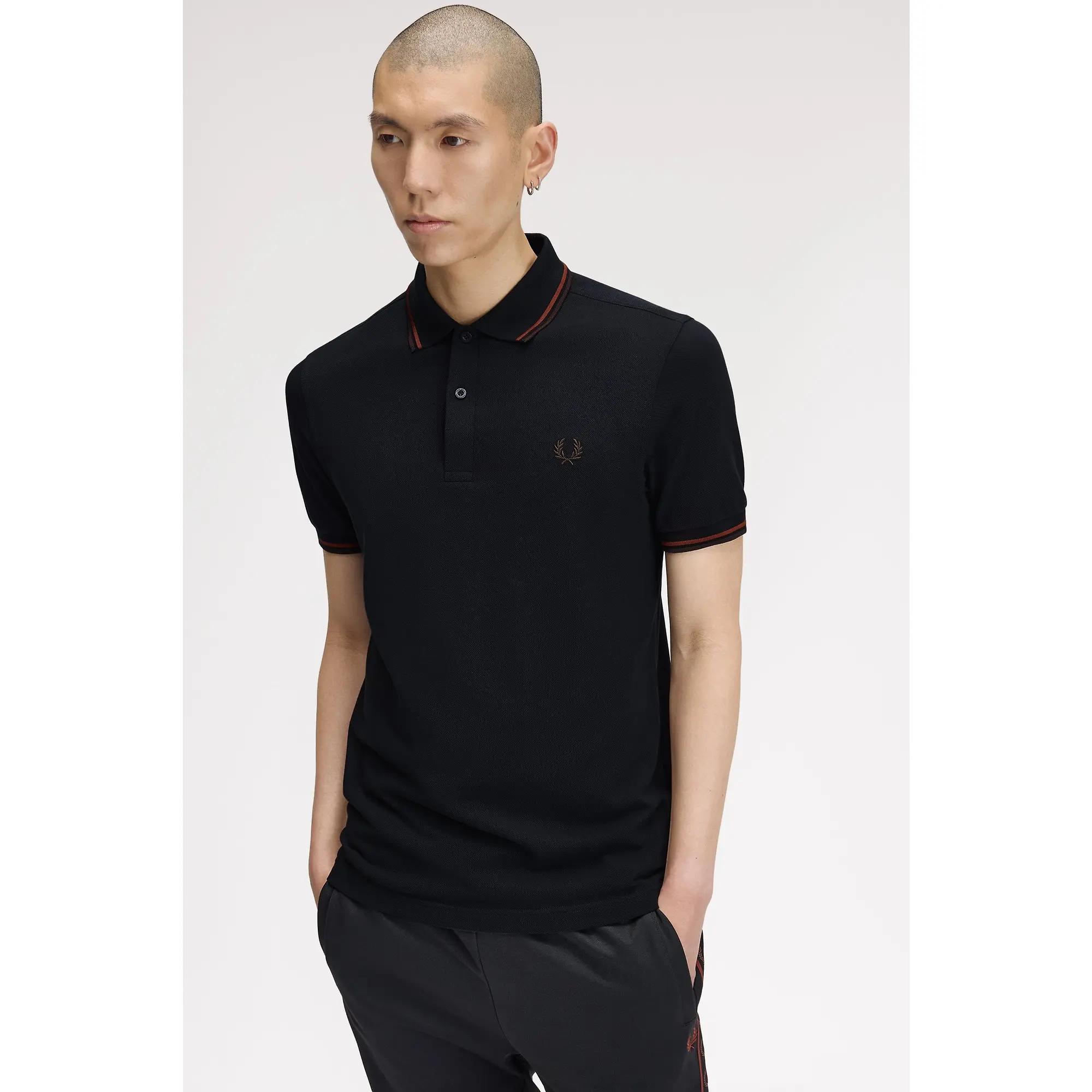 Product image 4 of 8 of Fred Perry Men's M3600 Twin Tipped Shirt - Navy / Brandy / Rich Brown