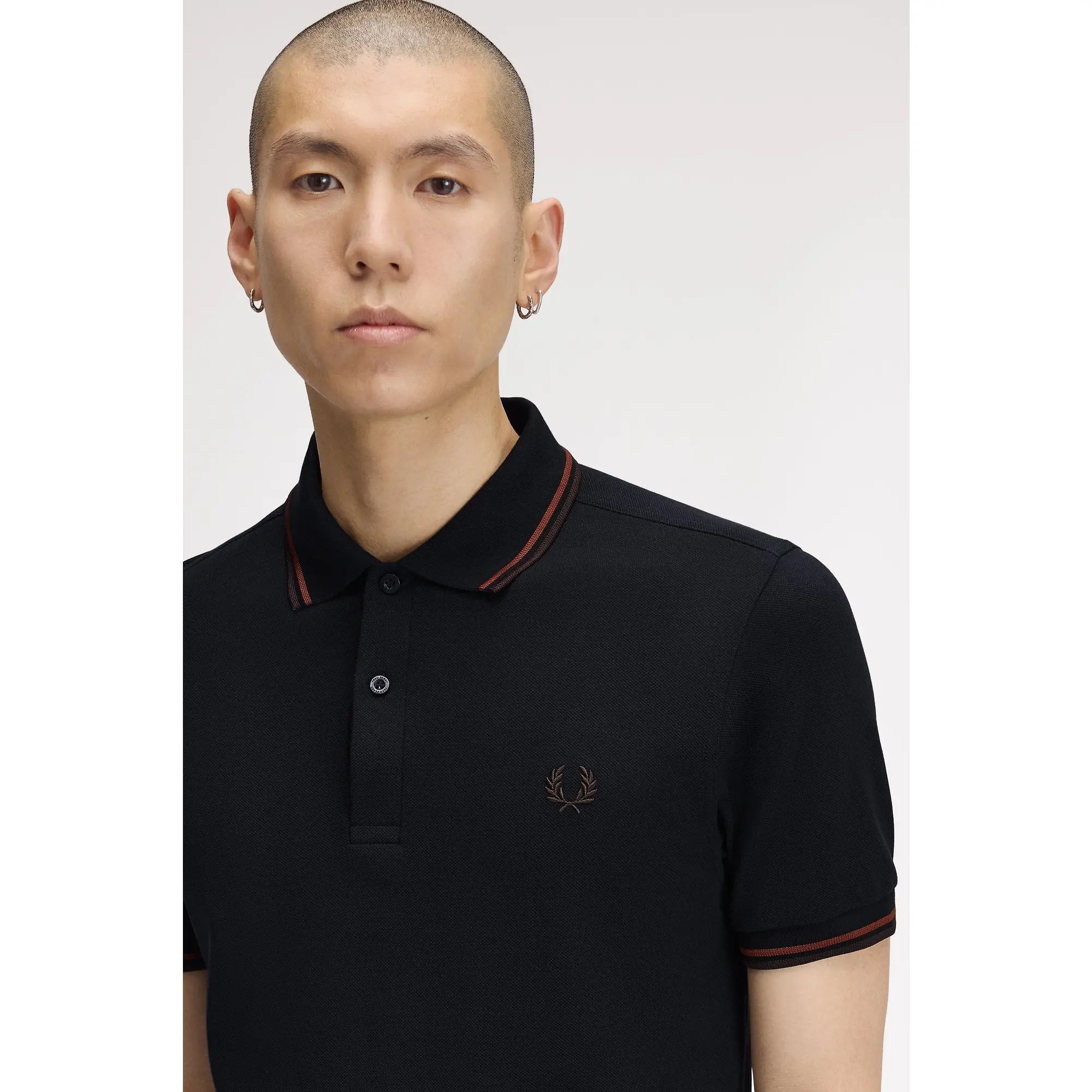 Product image 6 of 8 of Fred Perry Men's M3600 Twin Tipped Shirt - Navy / Brandy / Rich Brown