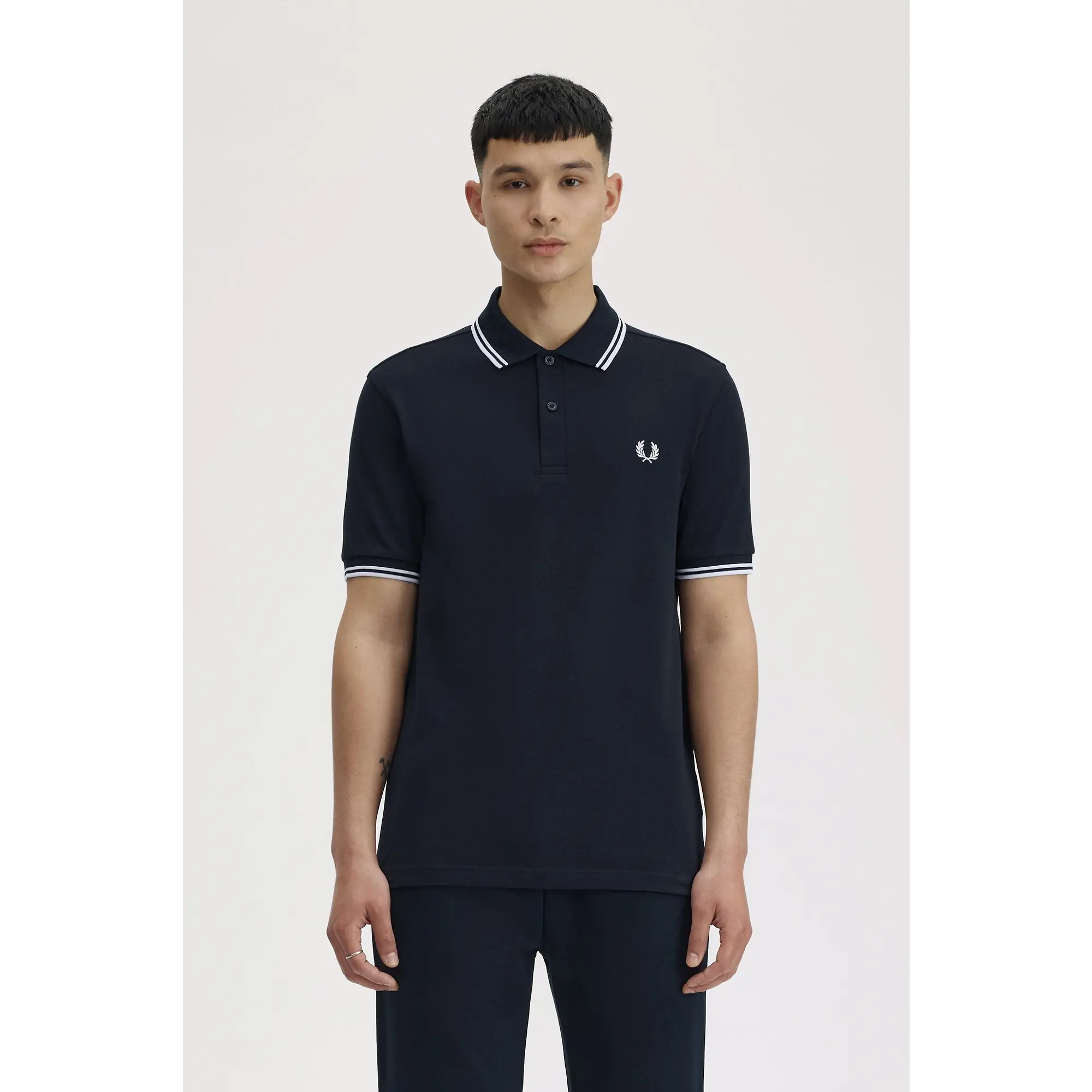 Product image 2 of 9 of Fred Perry Men's M3600 Twin Tipped Shirt - Navy / White