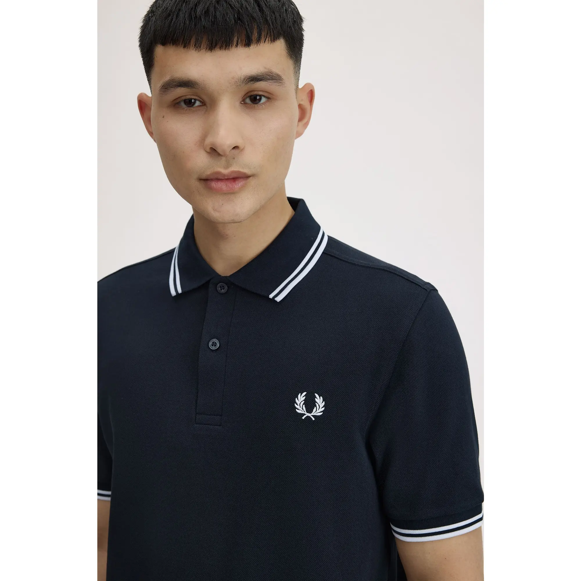 Product image 4 of 9 of Fred Perry Men's M3600 Twin Tipped Shirt - Navy / White
