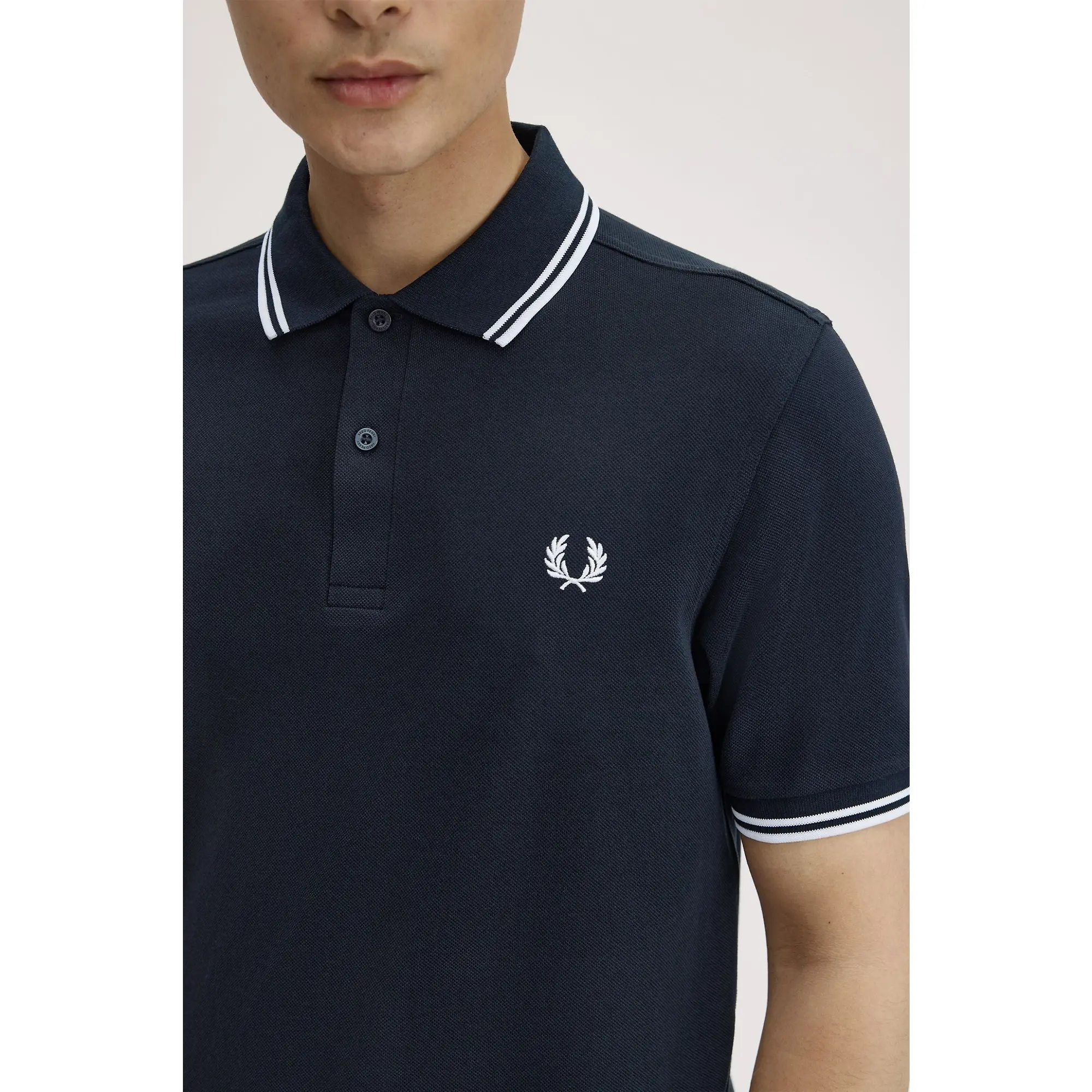 Product image 6 of 9 of Fred Perry Men's M3600 Twin Tipped Shirt - Navy / White