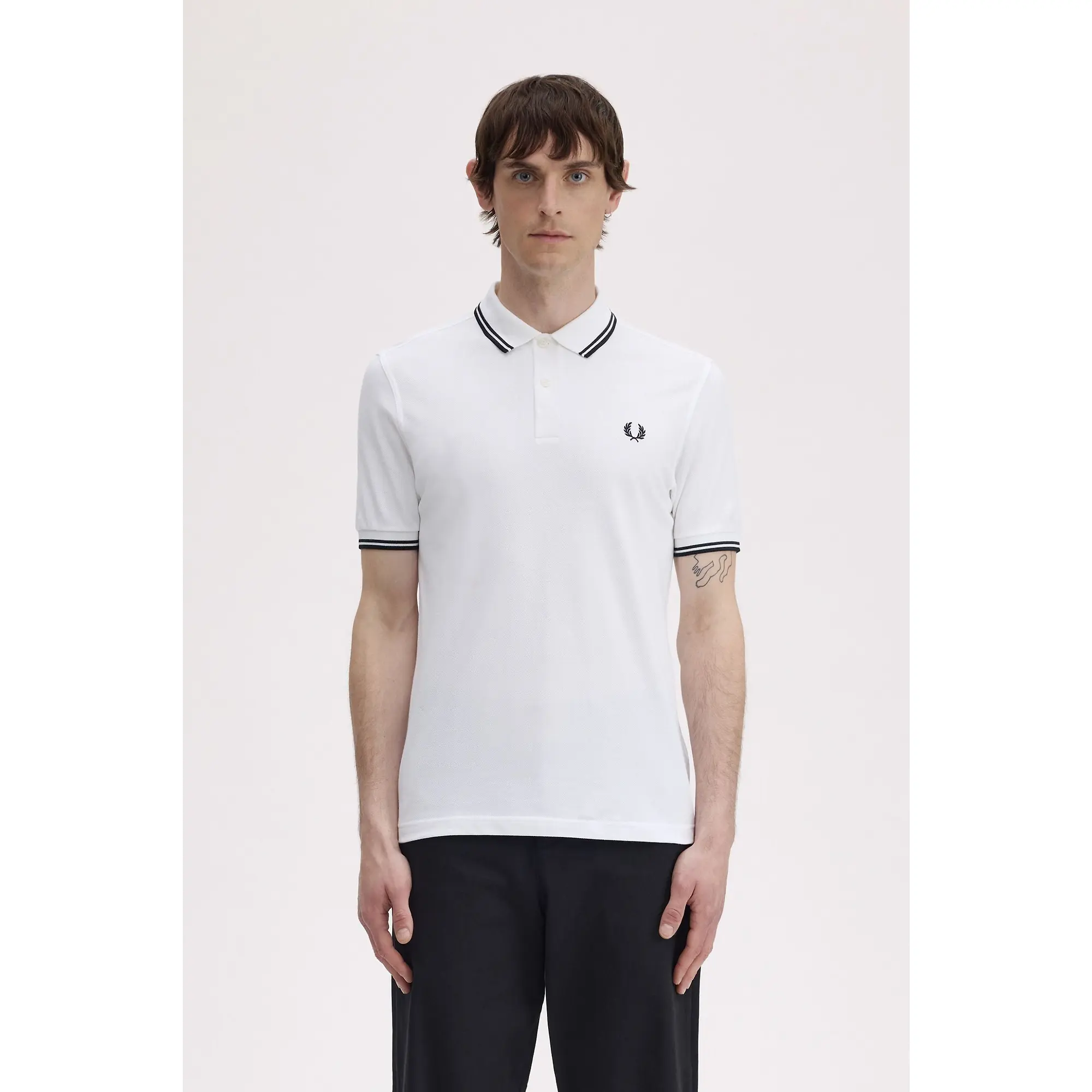 Product image 2 of 9 of Fred Perry Men's M3600 Twin Tipped Shirt - White