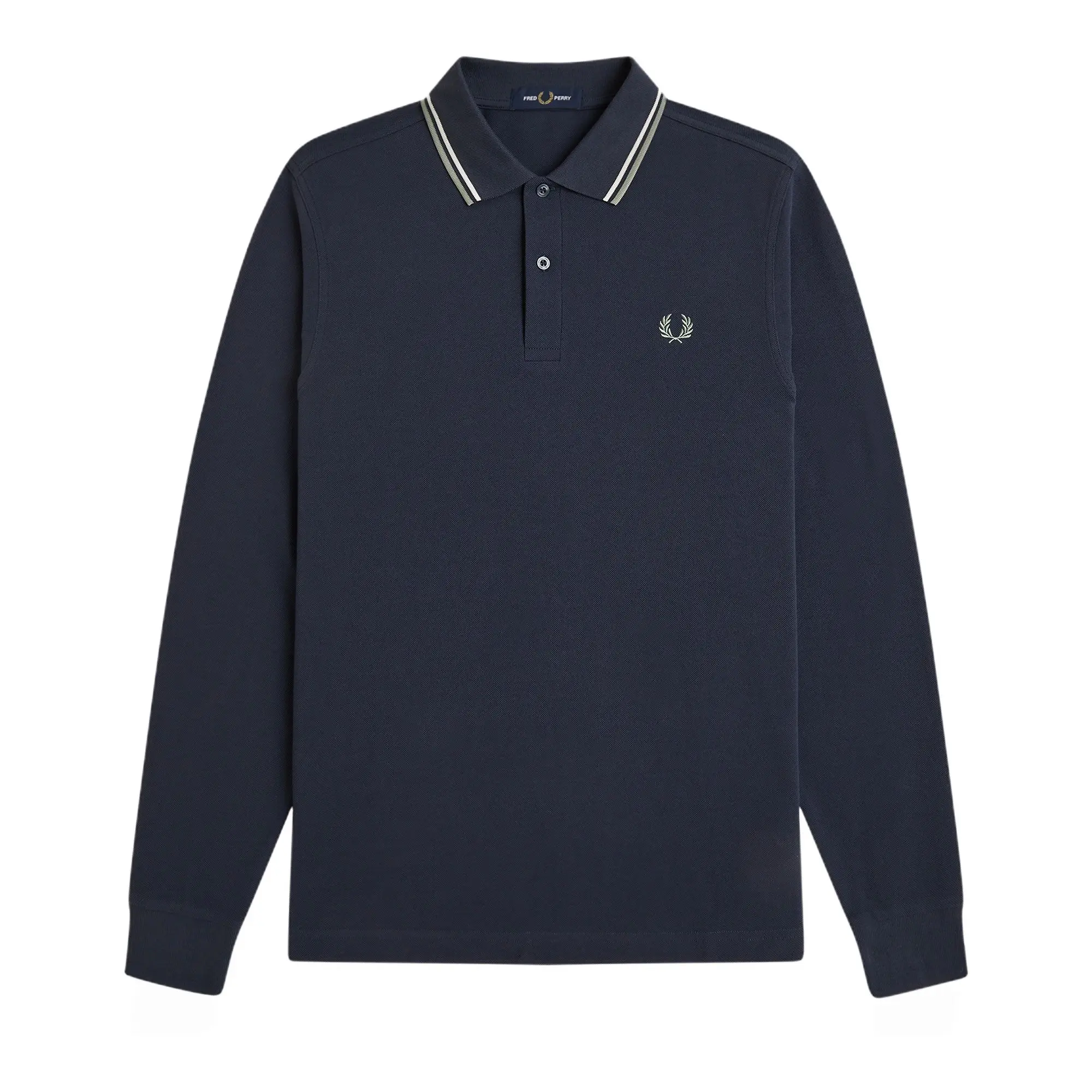Product image 1 of 6 of Fred Perry Men's M3636 LS Twin Tipped Shirt - Dark Airforce / Ecru / Seagrass