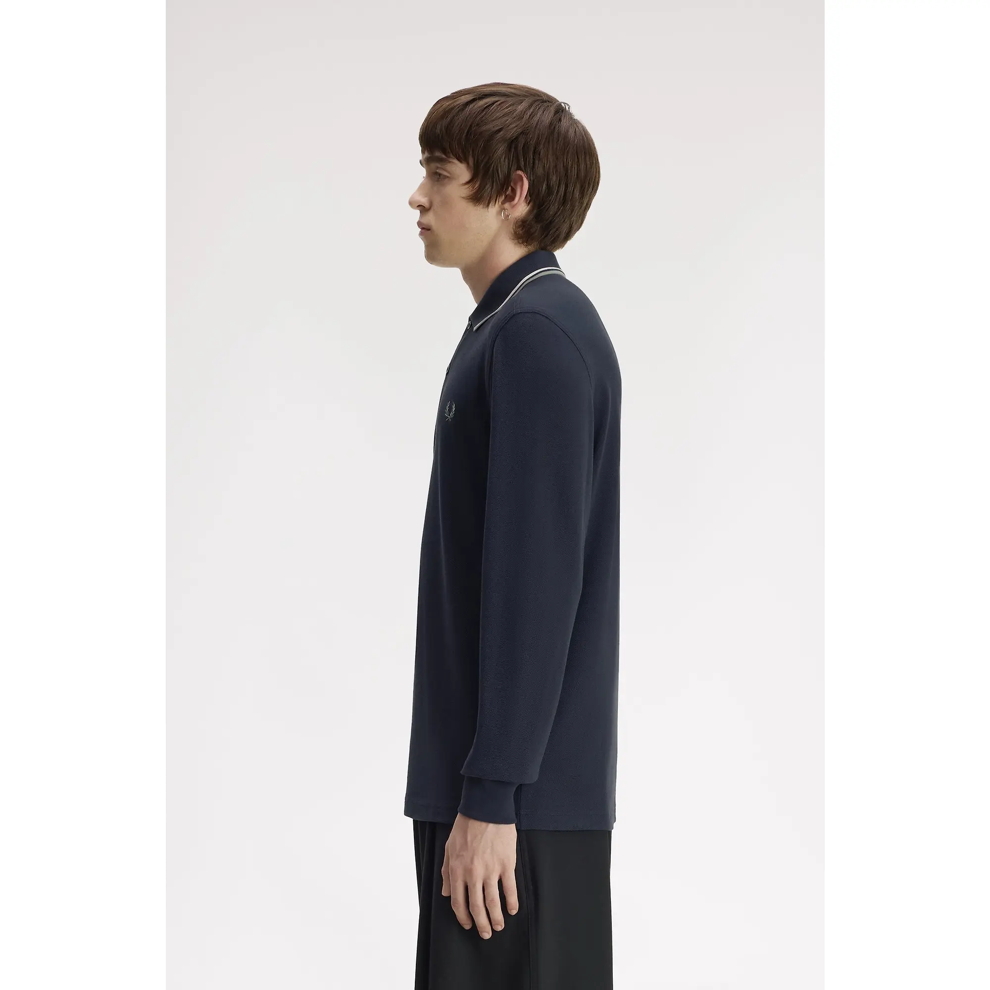 Product image 3 of 6 of Fred Perry Men's M3636 LS Twin Tipped Shirt - Dark Airforce / Ecru / Seagrass