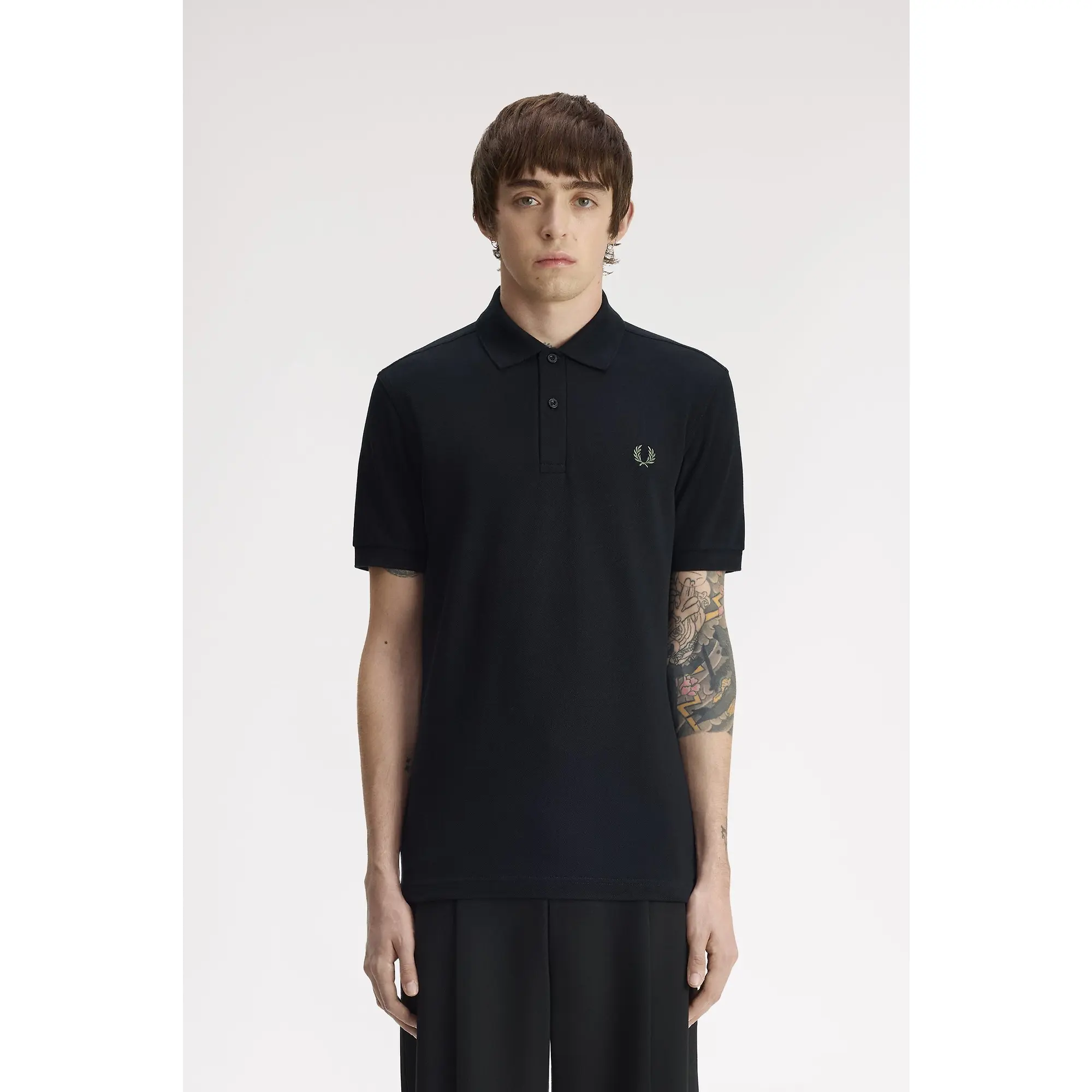 Product image 2 of 7 of Fred Perry Men's M6000 Shirt - Black / Laurel Wreath Green