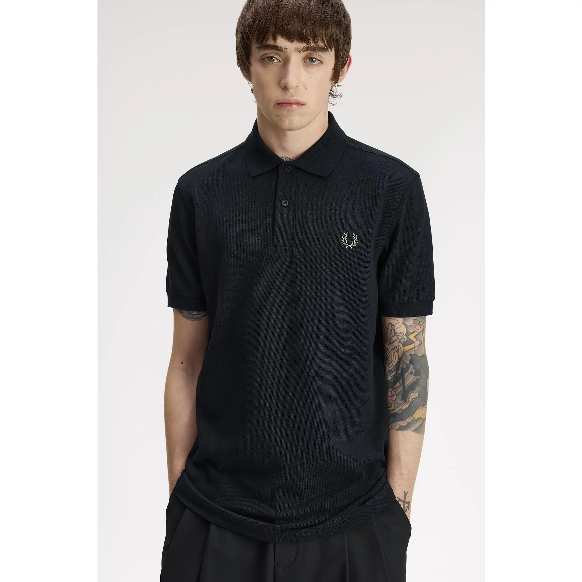 Product image 4 of 7 of Fred Perry Men's M6000 Shirt - Black / Laurel Wreath Green