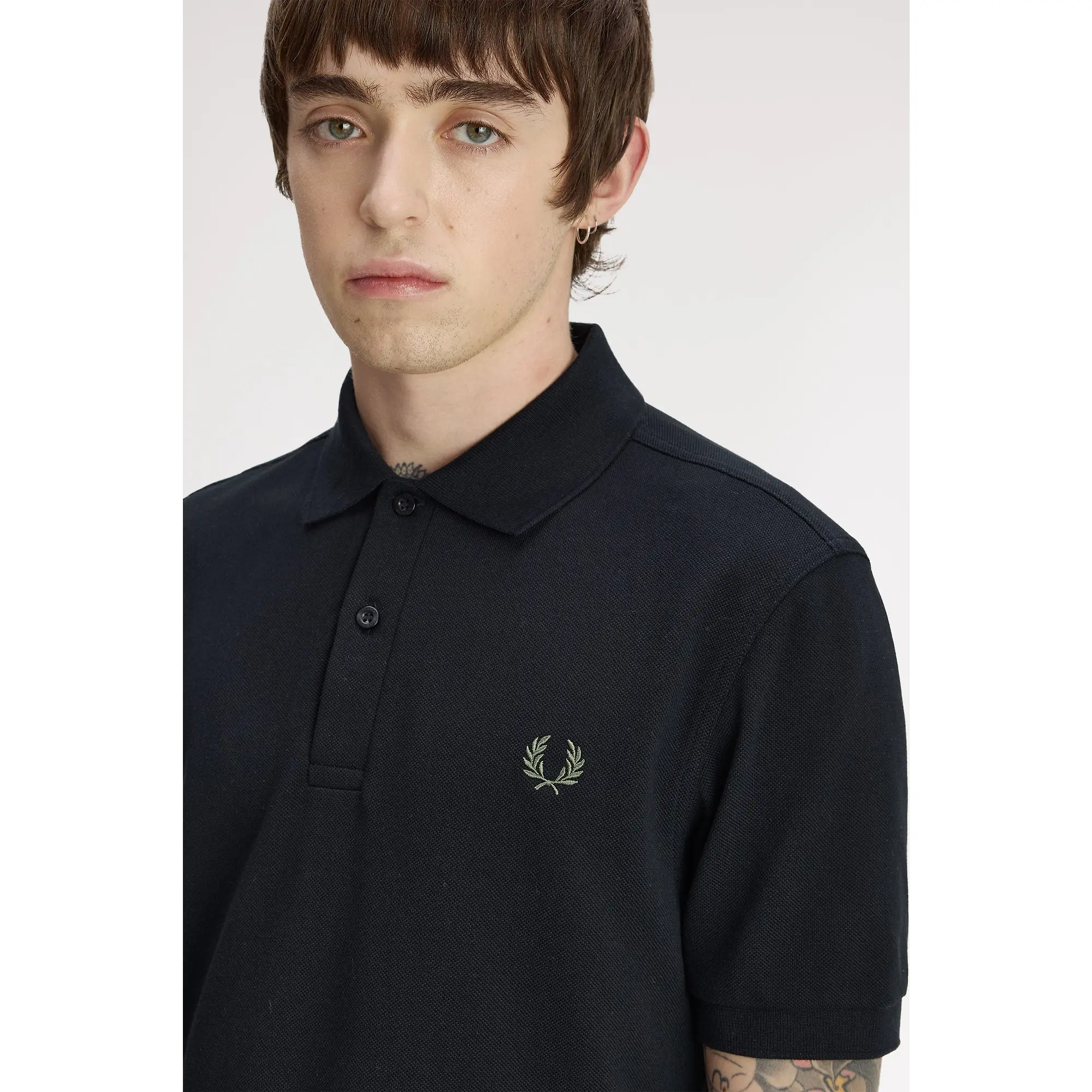 Product image 5 of 7 of Fred Perry Men's M6000 Shirt - Black / Laurel Wreath Green