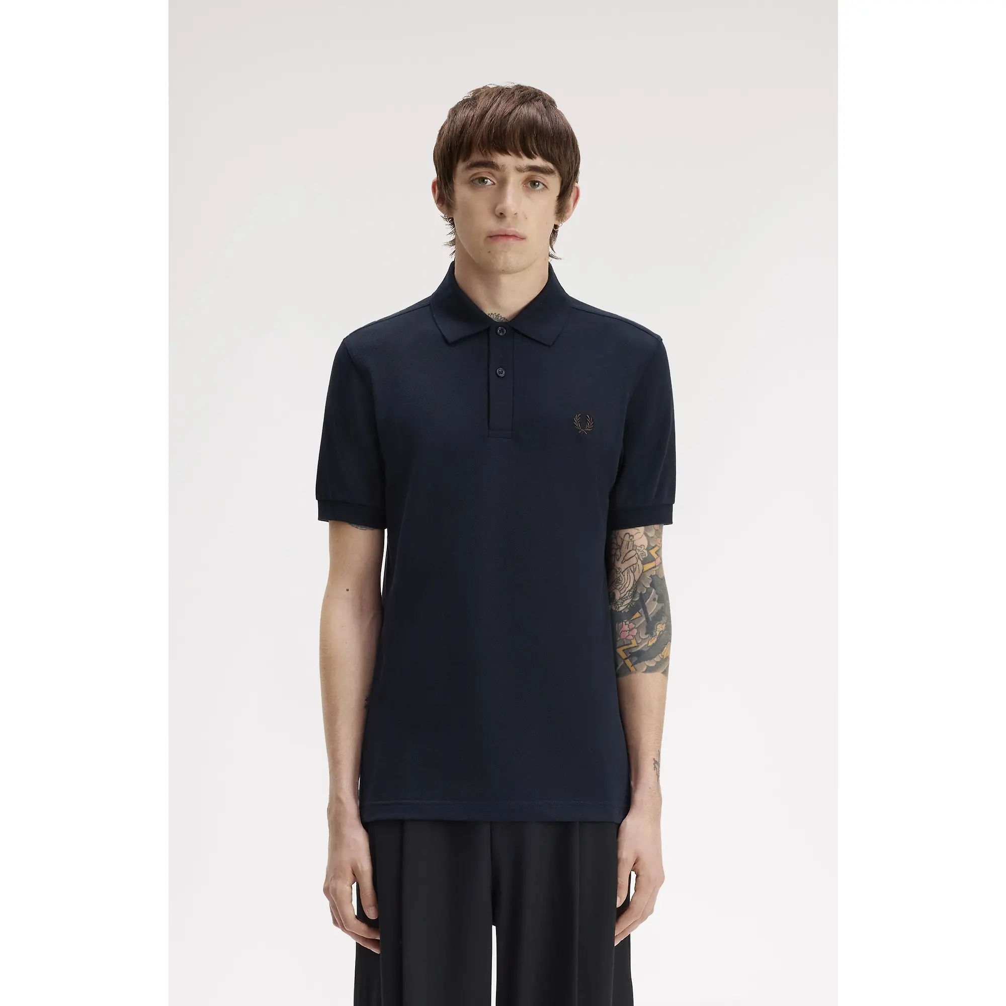 Product image 2 of 8 of Fred Perry Men's M6000 Shirt - Navy / Rich Brown