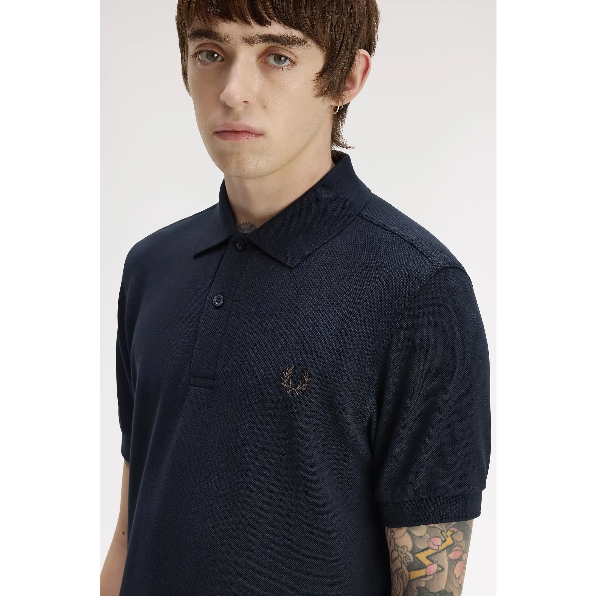 Product image 5 of 8 of Fred Perry Men's M6000 Shirt - Navy / Rich Brown