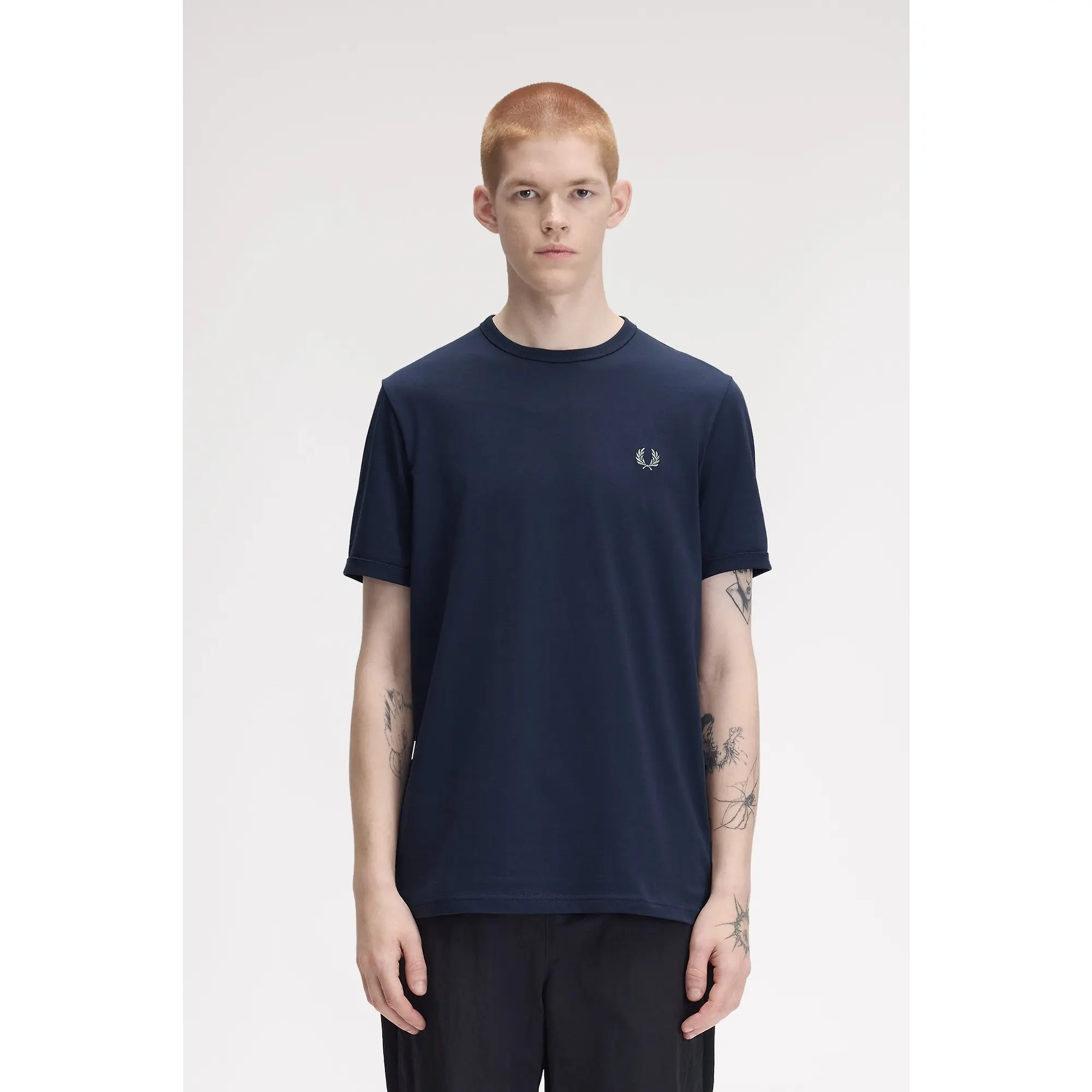Product image 2 of 6 of Fred Perry Men's Ringer T-Shirt - Dark Airforce
