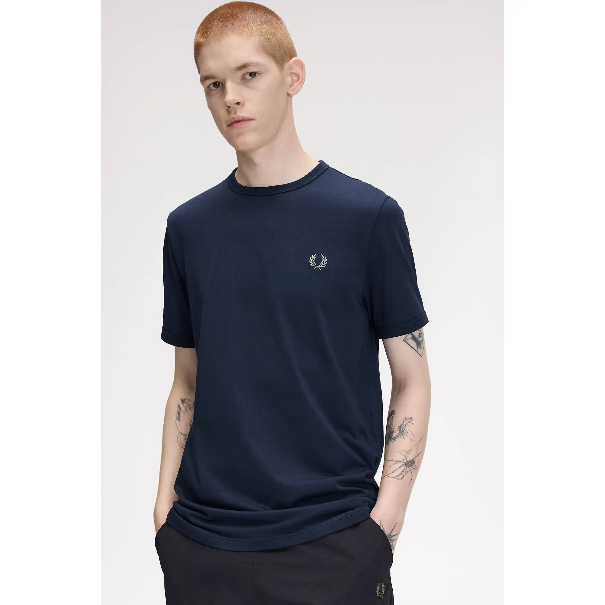 Product image 4 of 6 of Fred Perry Men's Ringer T-Shirt - Dark Airforce