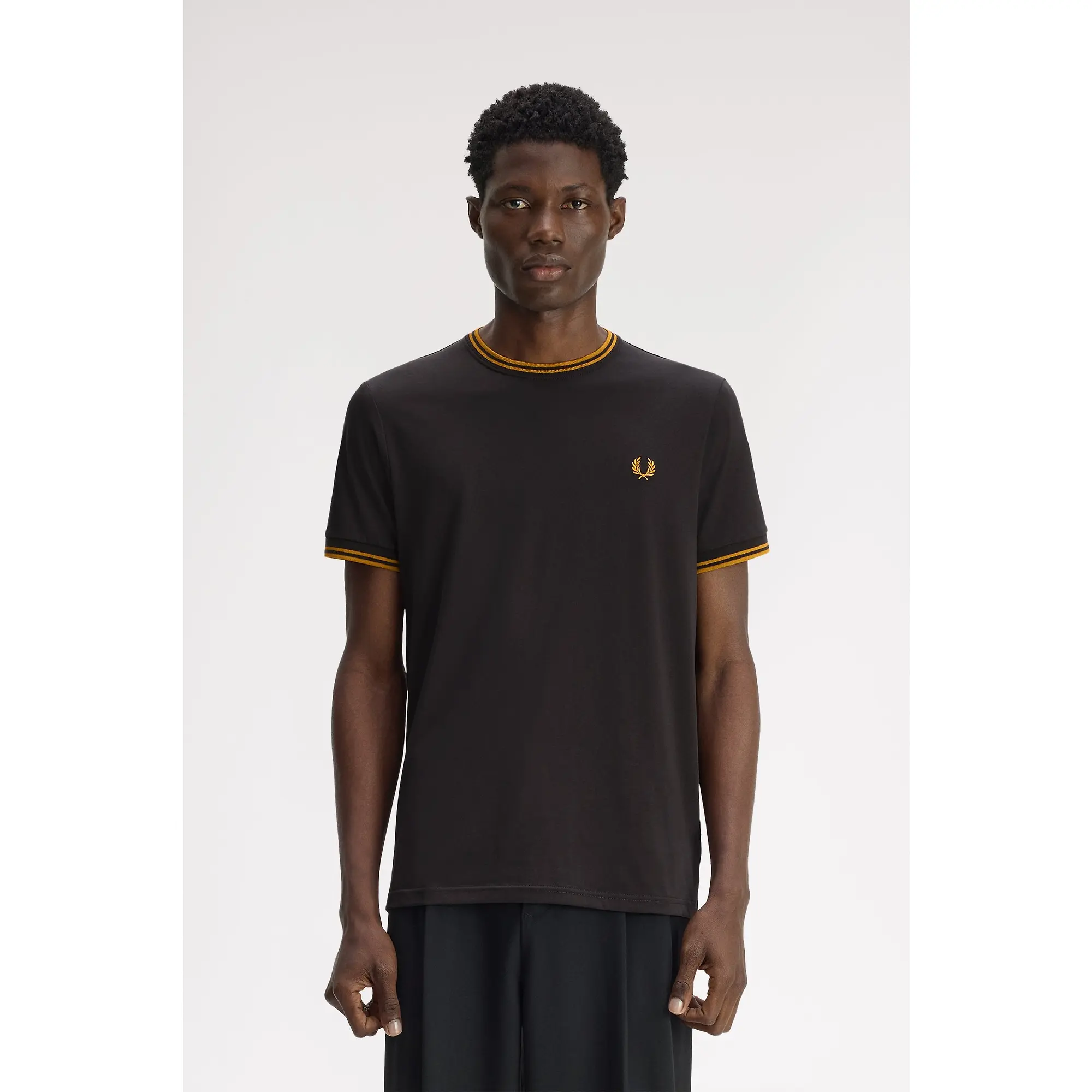 Product image 2 of 7 of Fred Perry Men's Twin Tipped T-Shirt - Anchor Grey / Golden