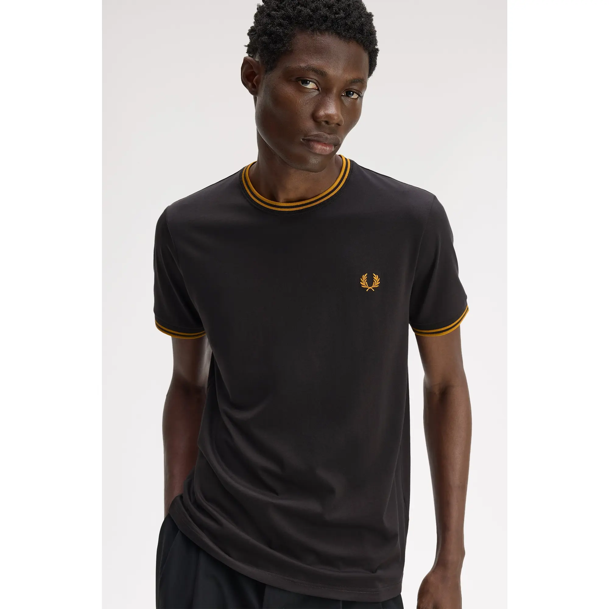 Product image 4 of 7 of Fred Perry Men's Twin Tipped T-Shirt - Anchor Grey / Golden