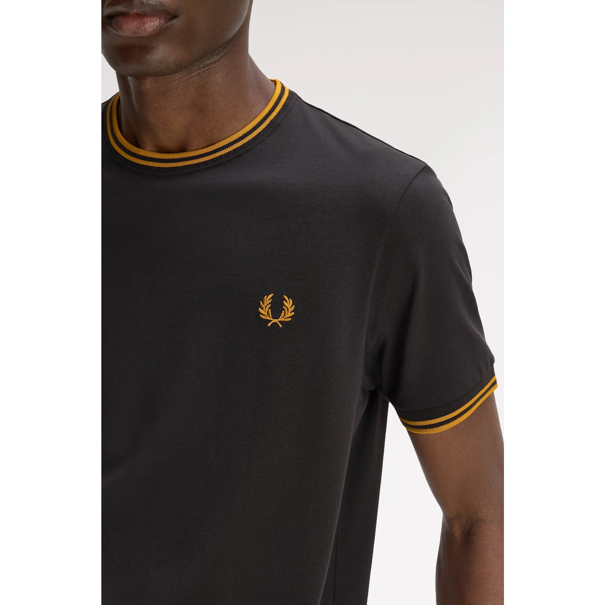 Product image 6 of 7 of Fred Perry Men's Twin Tipped T-Shirt - Anchor Grey / Golden