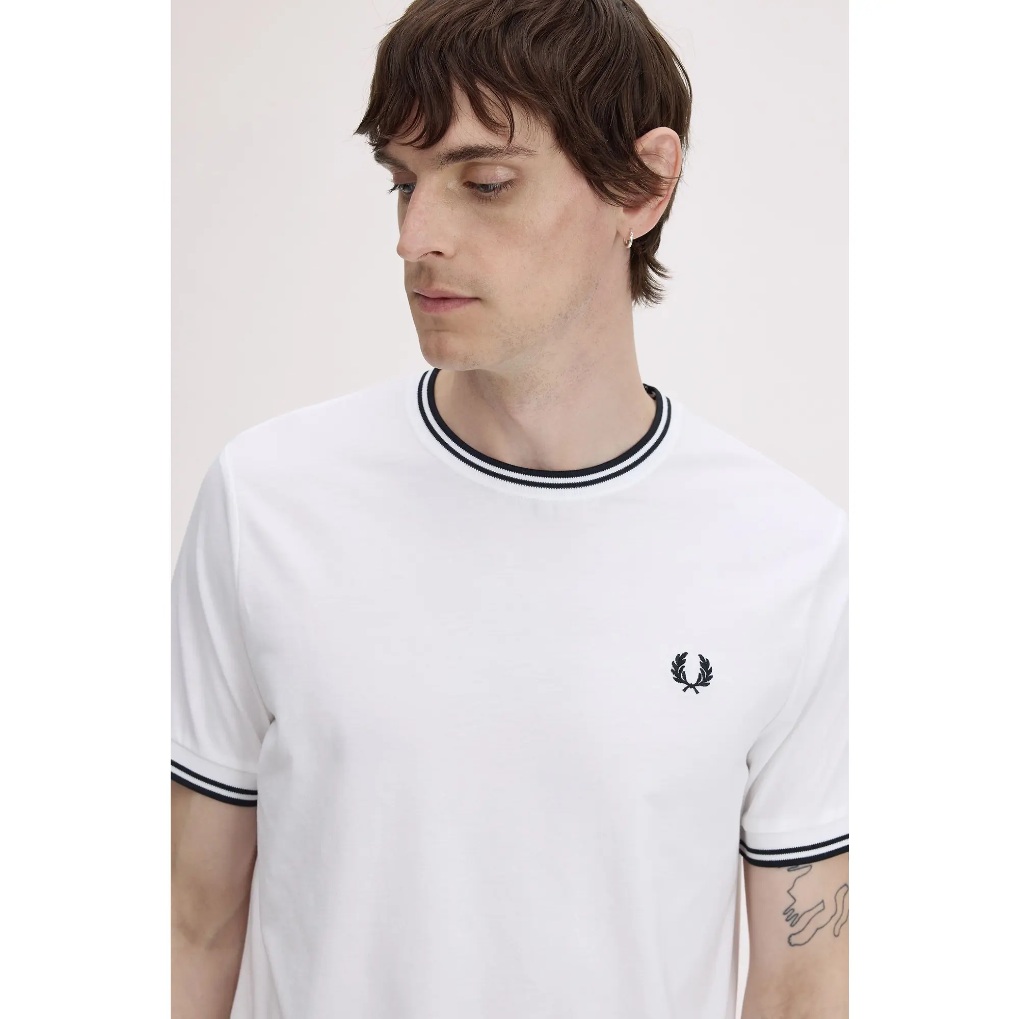 Product image 4 of 8 of Fred Perry Men's Twin Tipped T-Shirt - White