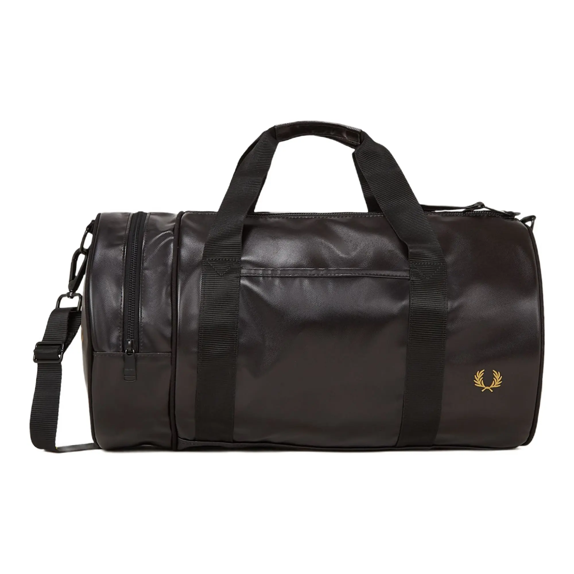 Product image 1 of 8 of Fred Perry Tonal Classic Barrel Bag - Black / Gold