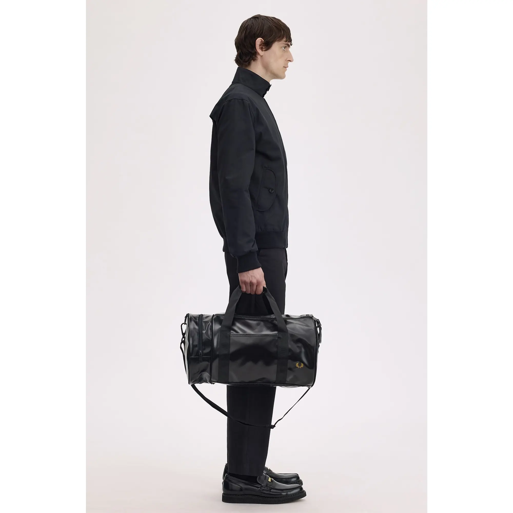 Product image 4 of 8 of Fred Perry Tonal Classic Barrel Bag - Black / Gold