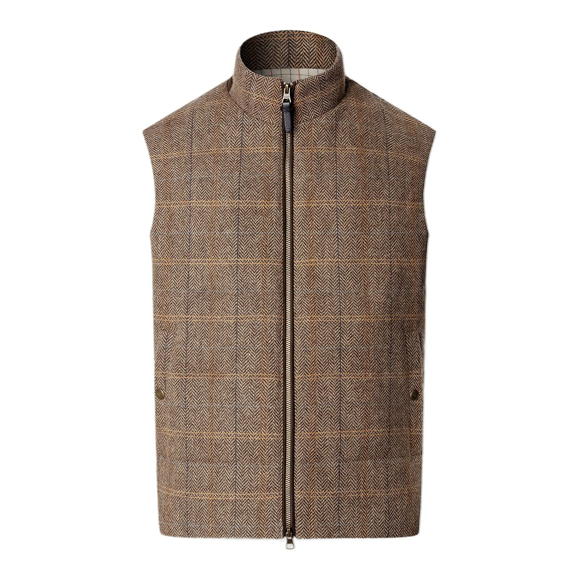 Product image 1 of 11 of Hackett Men's Wool Blend Tattersall Padded Gilet - Tetley Beige