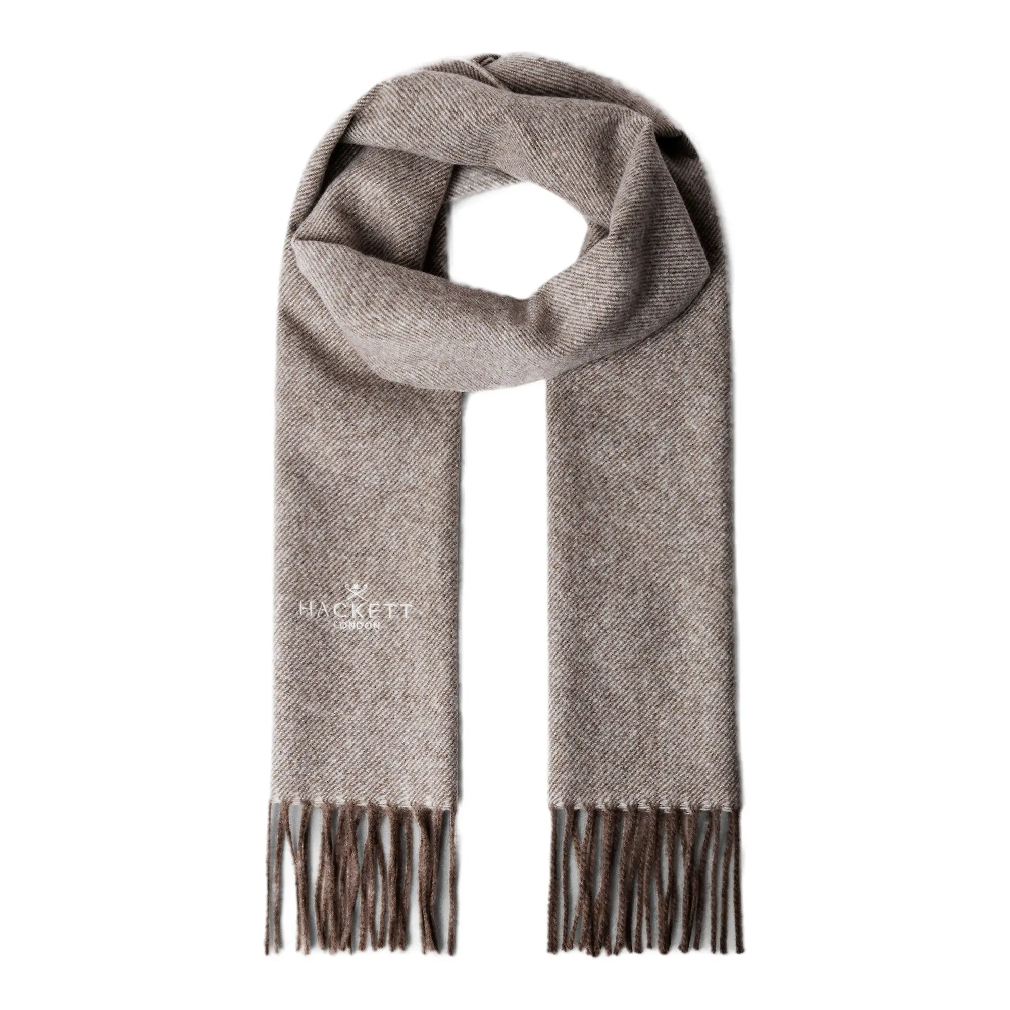 Product image 1 of 3 of Hackett Men's Wool-Cashmere Twill Scarf - Made In Italy - Taupe Beige