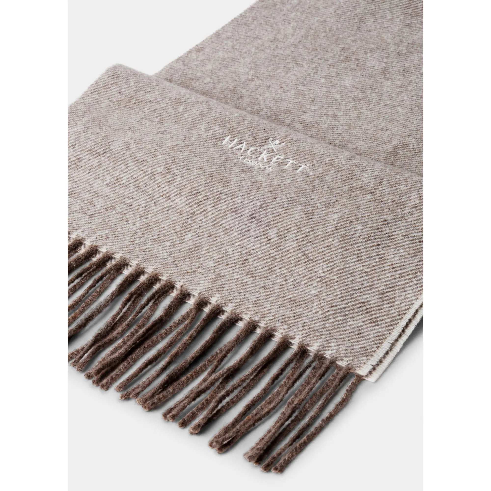 Product image 3 of 3 of Hackett Men's Wool-Cashmere Twill Scarf - Made In Italy - Taupe Beige