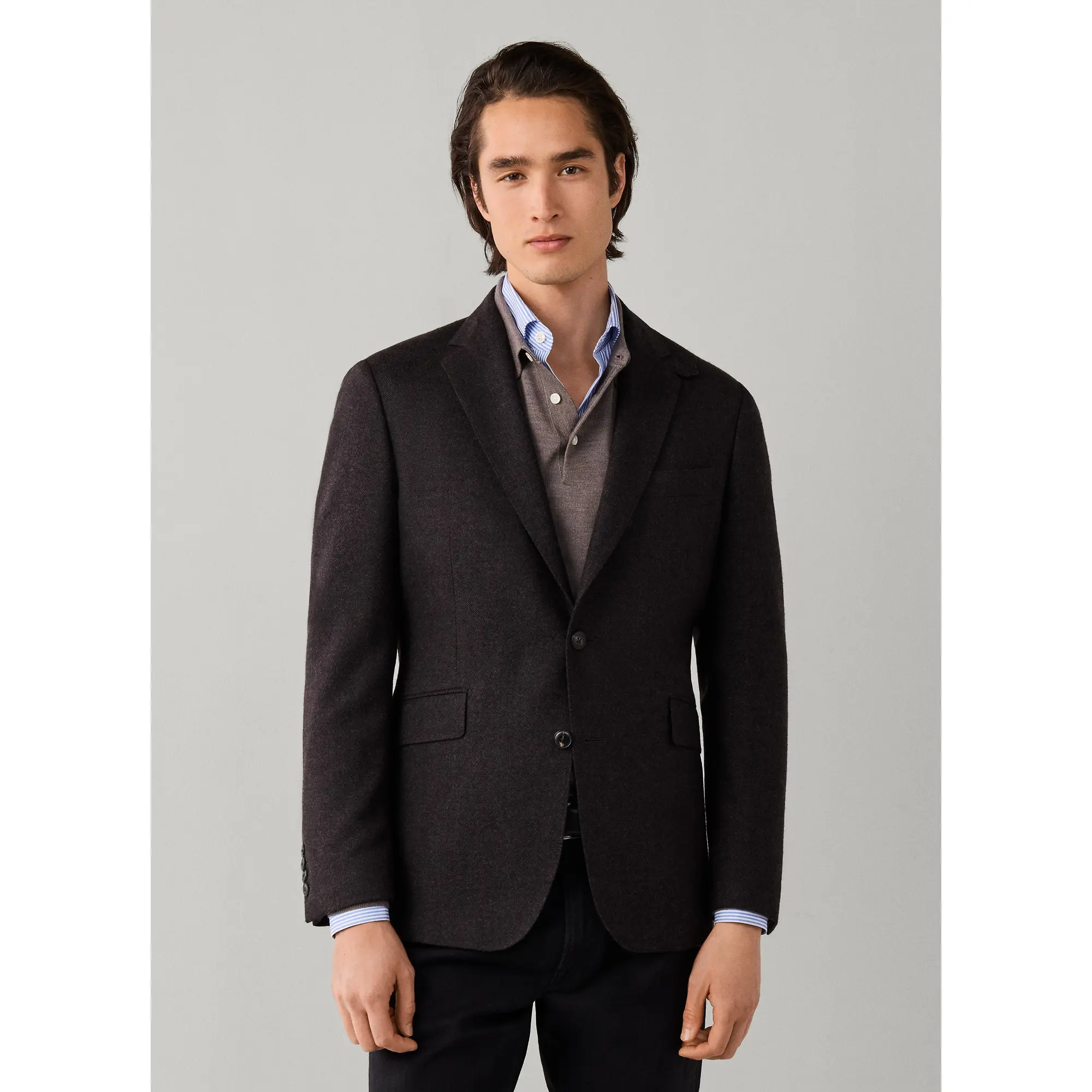 Product image 2 of 11 of Hackett Men's Wool Blend Herringbone Blazer - Ebony Brown