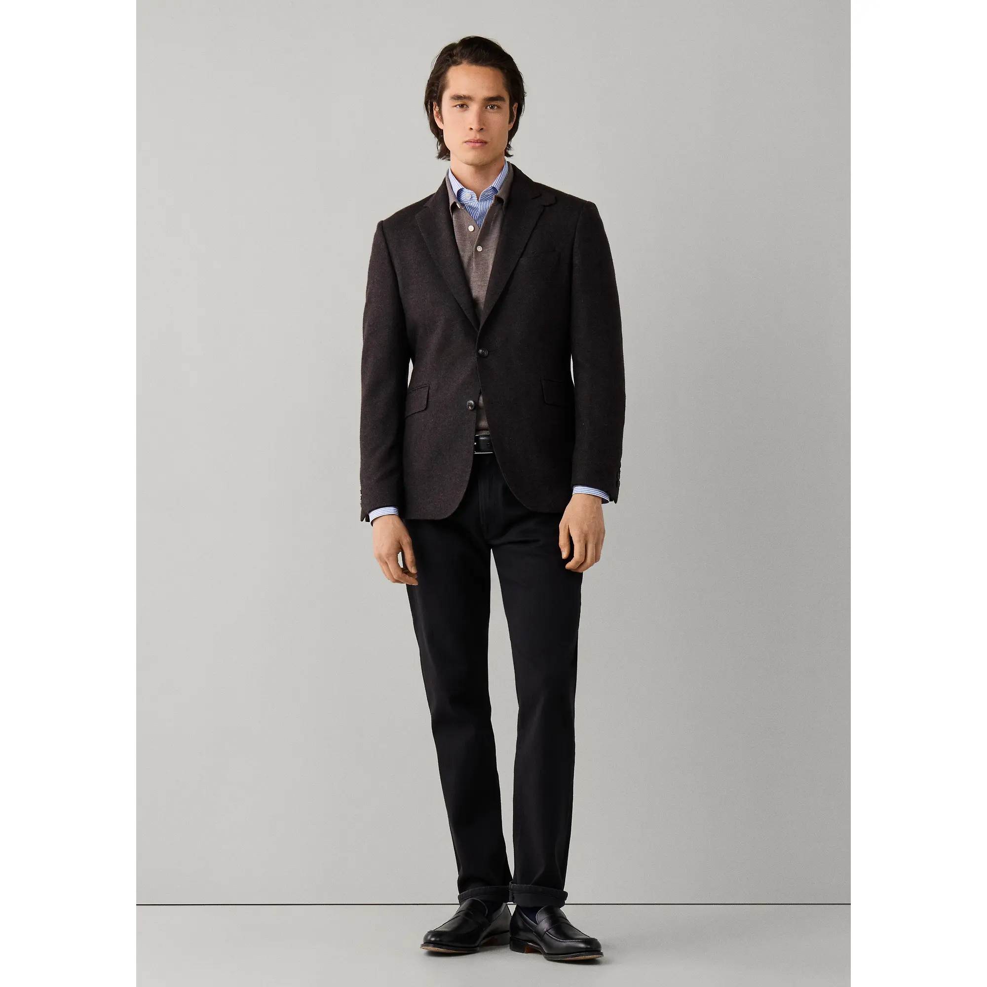 Product image 3 of 11 of Hackett Men's Wool Blend Herringbone Blazer - Ebony Brown